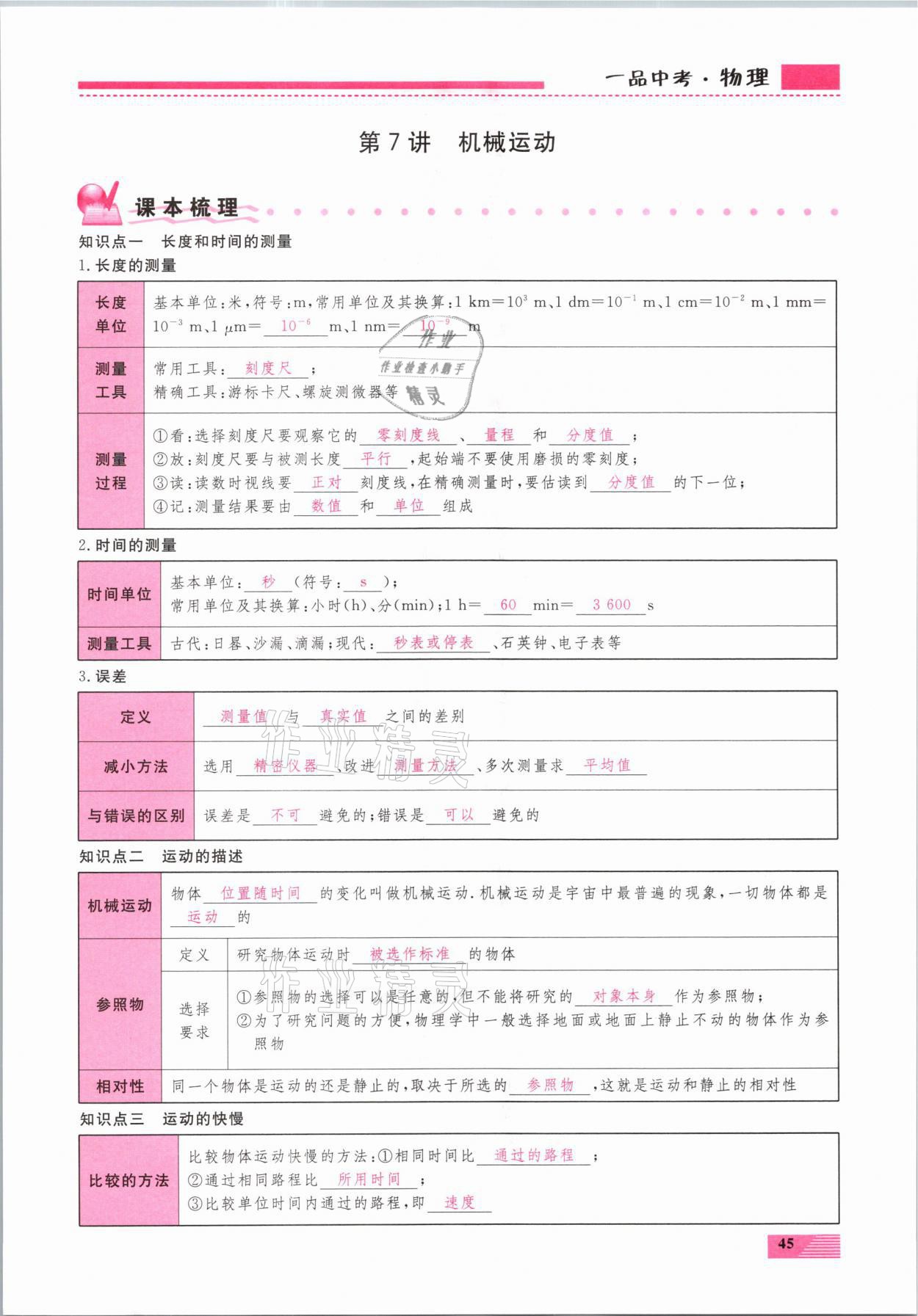 2021年新動力一品中考物理螺旋復習法 參考答案第45頁