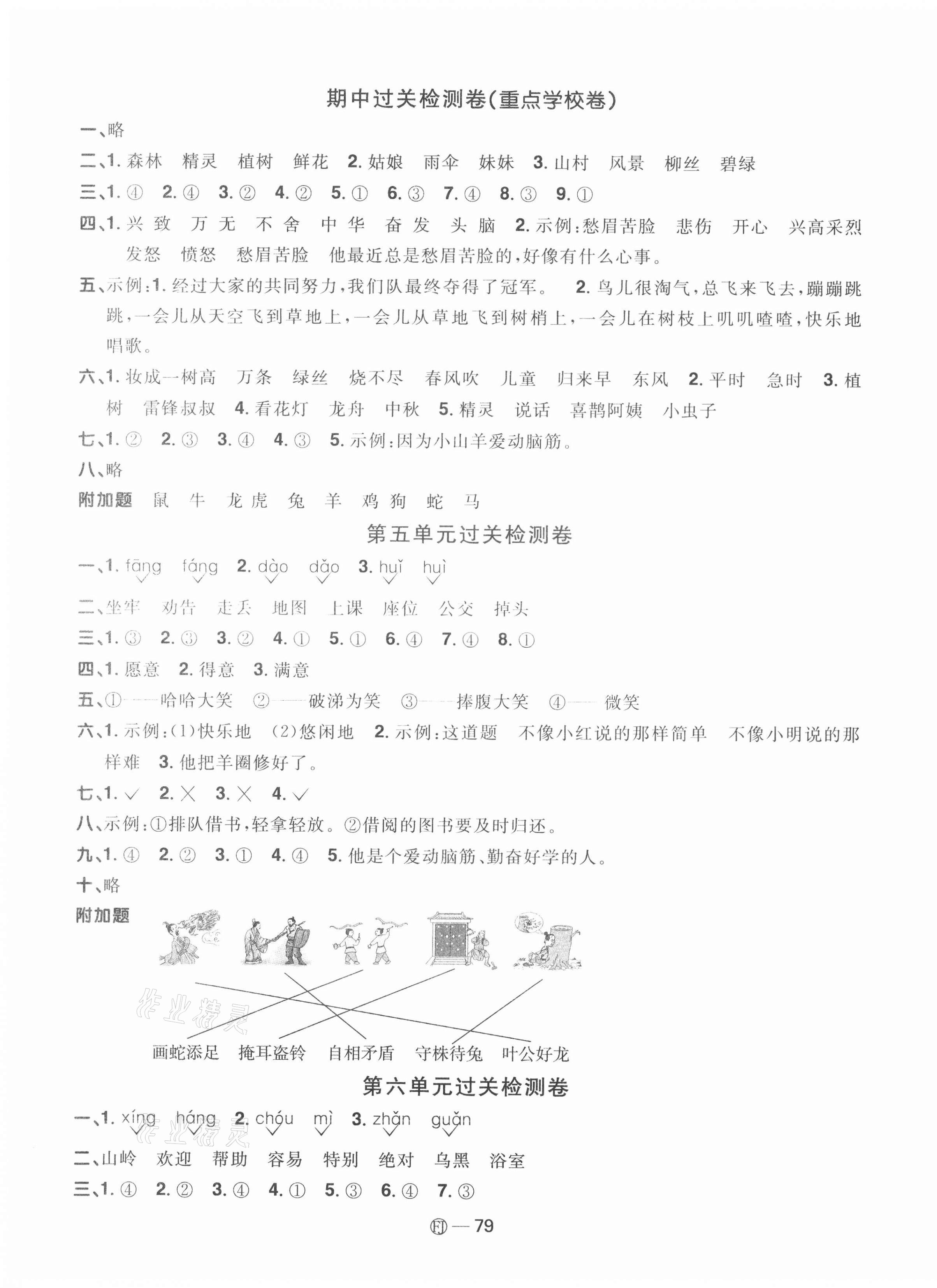 2021年陽(yáng)光同學(xué)一線名師全優(yōu)好卷二年級(jí)語(yǔ)文下冊(cè)福建專(zhuān)版 參考答案第3頁(yè)