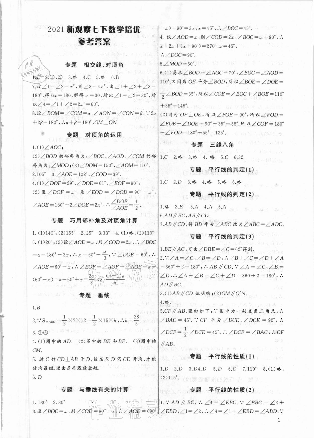 2021年新课堂新观察培优讲练七年级数学下册人教版 第1页