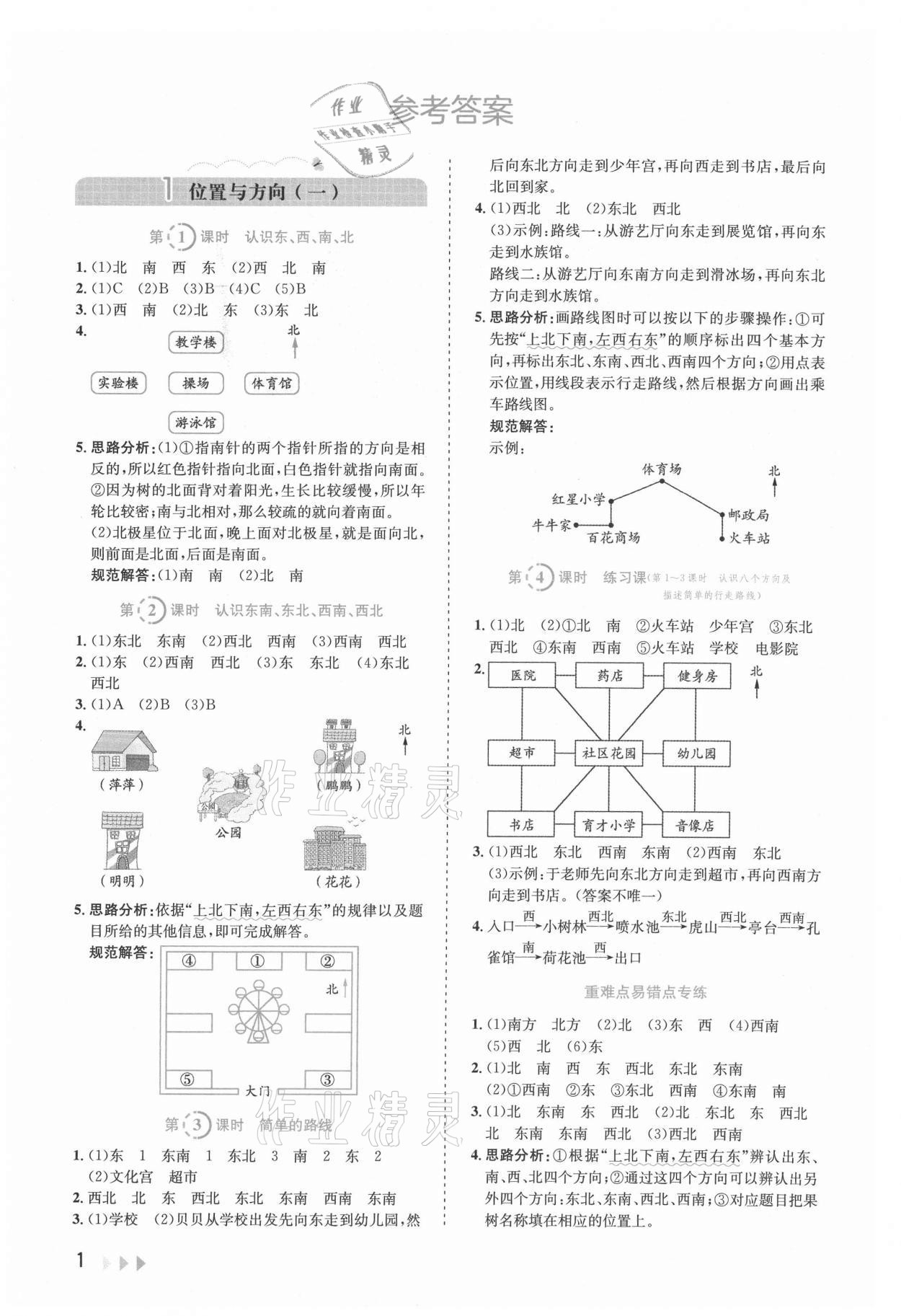 2021年訓練達人三年級數(shù)學下冊人教版 參考答案第1頁