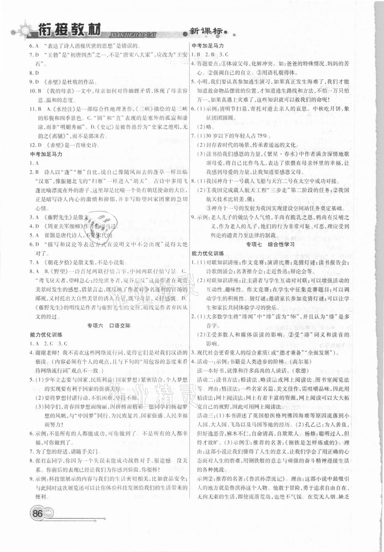 2021年銜接教材學(xué)期復(fù)習(xí)寒假八年級語文吉林教育出版社 第2頁