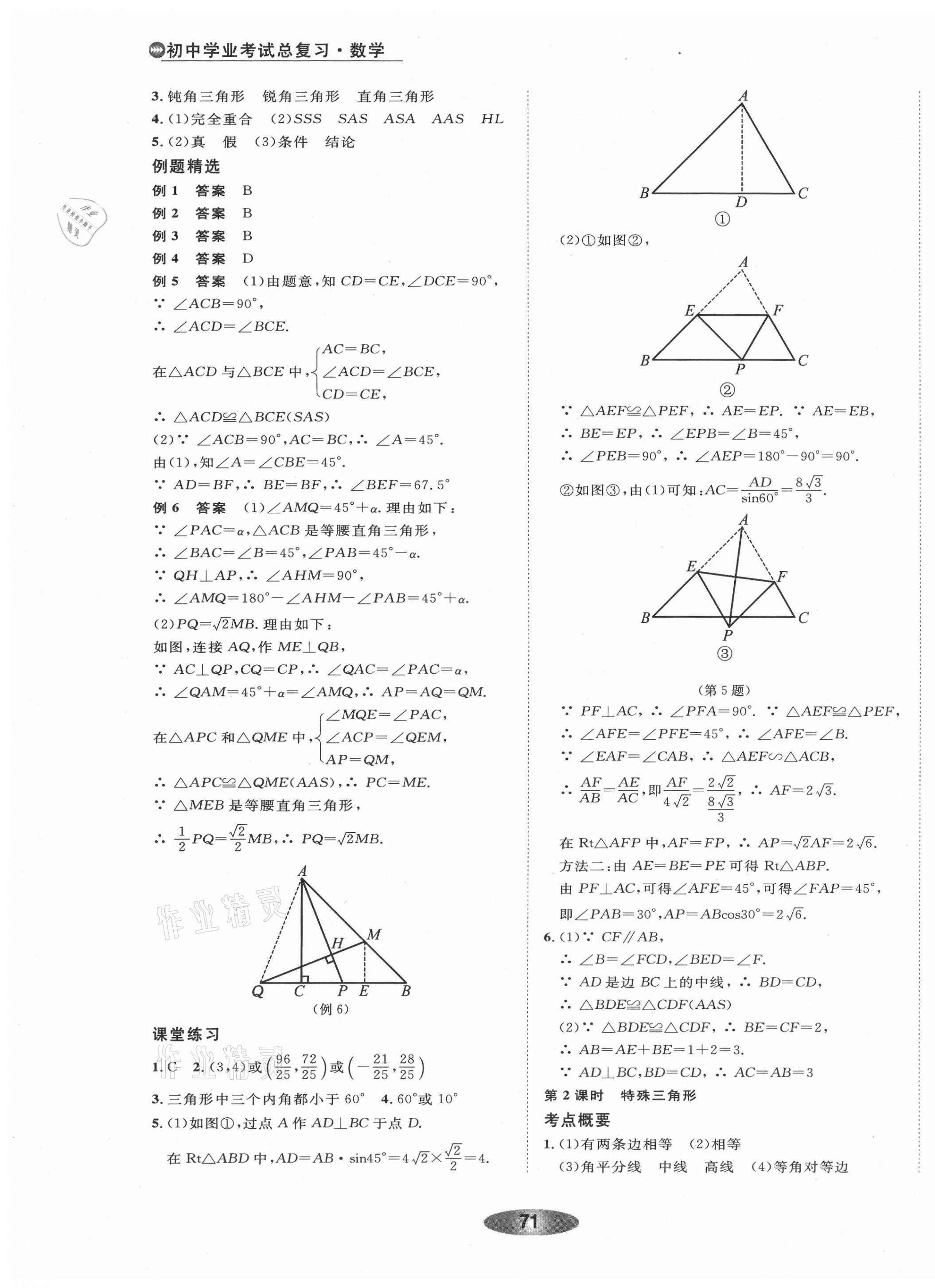 2021年初中学业考试总复习数学丽水专版 参考答案第15页