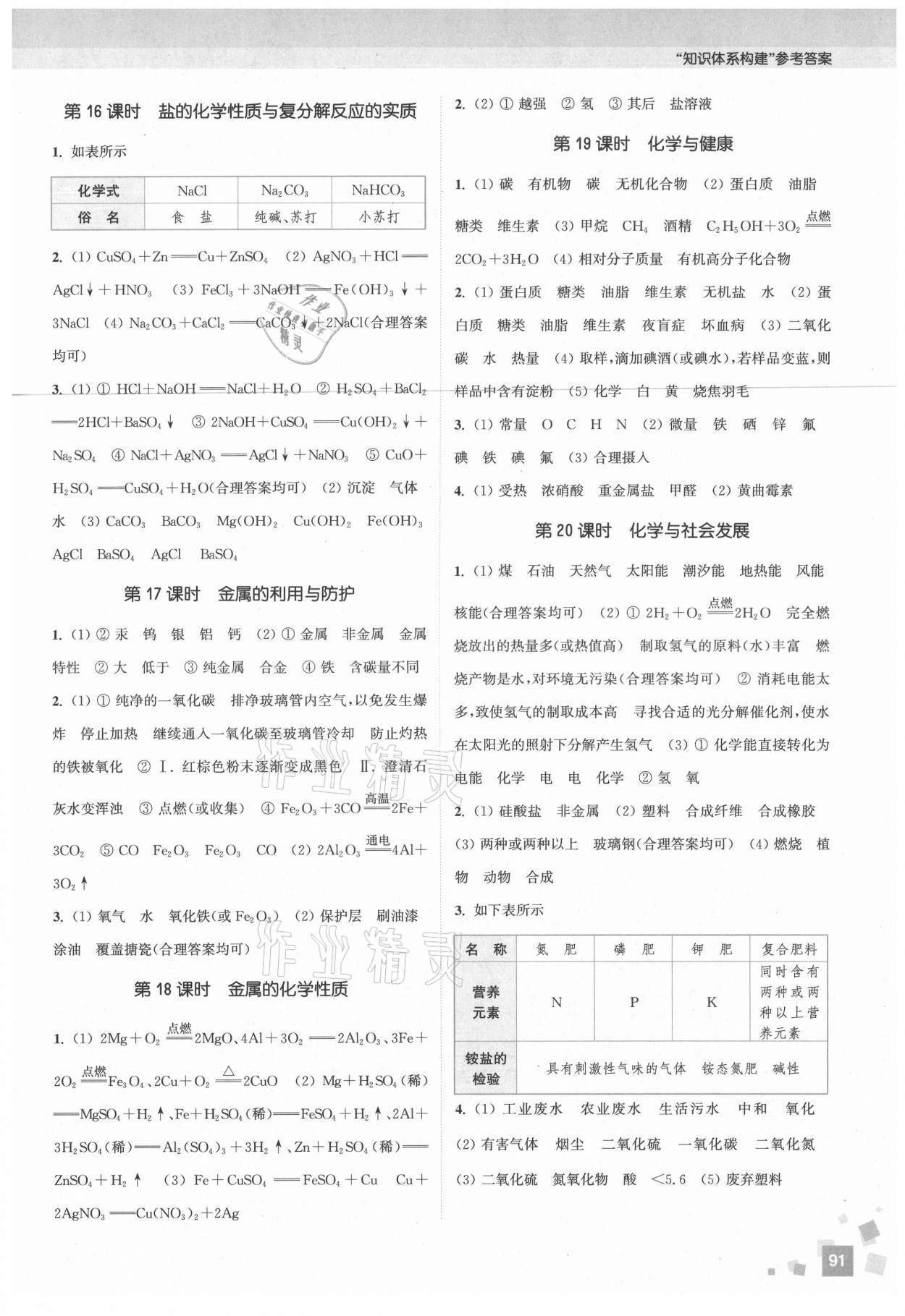 2021年通城1典中考復習方略化學魯教版 參考答案第4頁