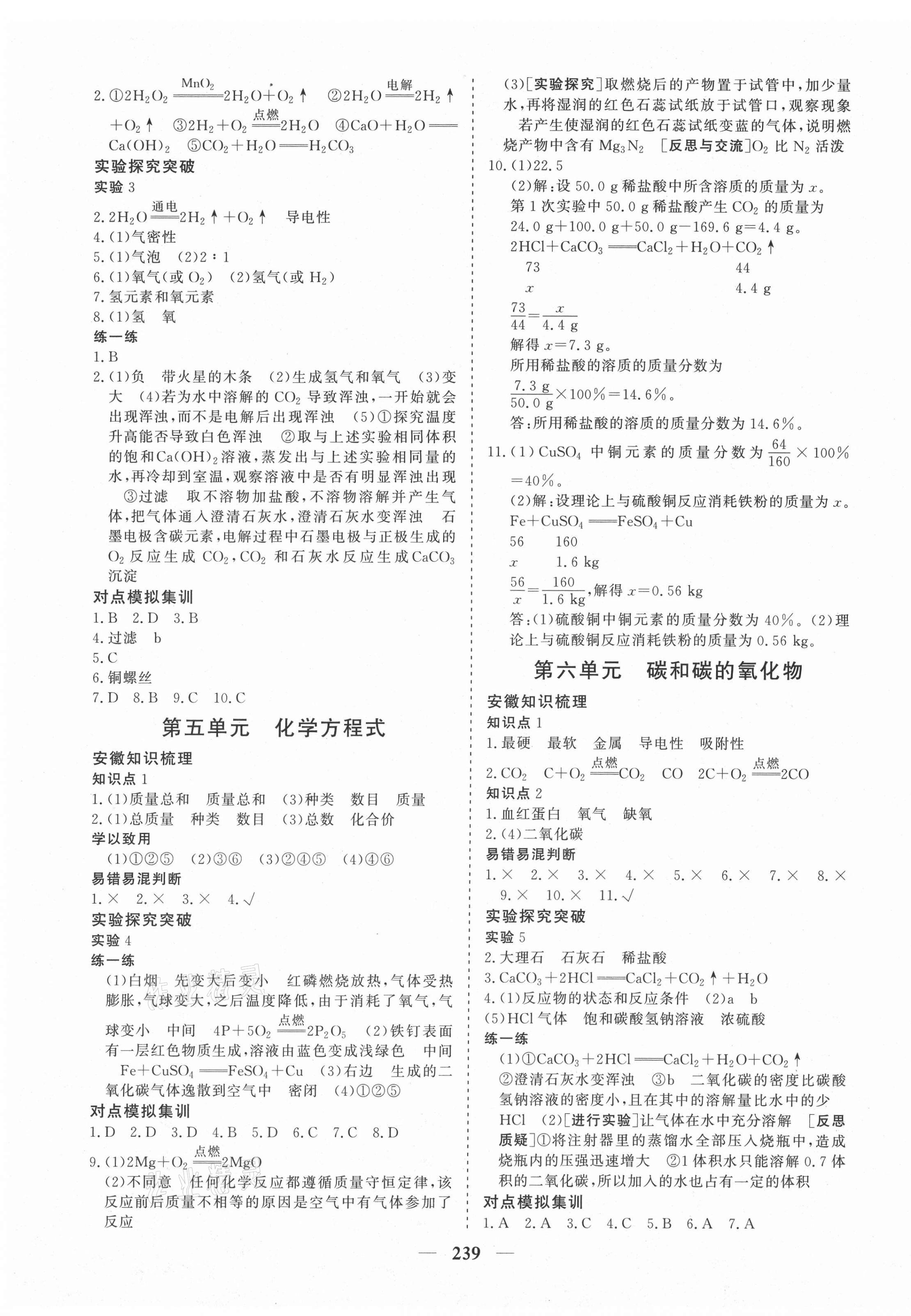 2021年初中畢業(yè)班綜合訓(xùn)練化學(xué) 參考答案第3頁(yè)