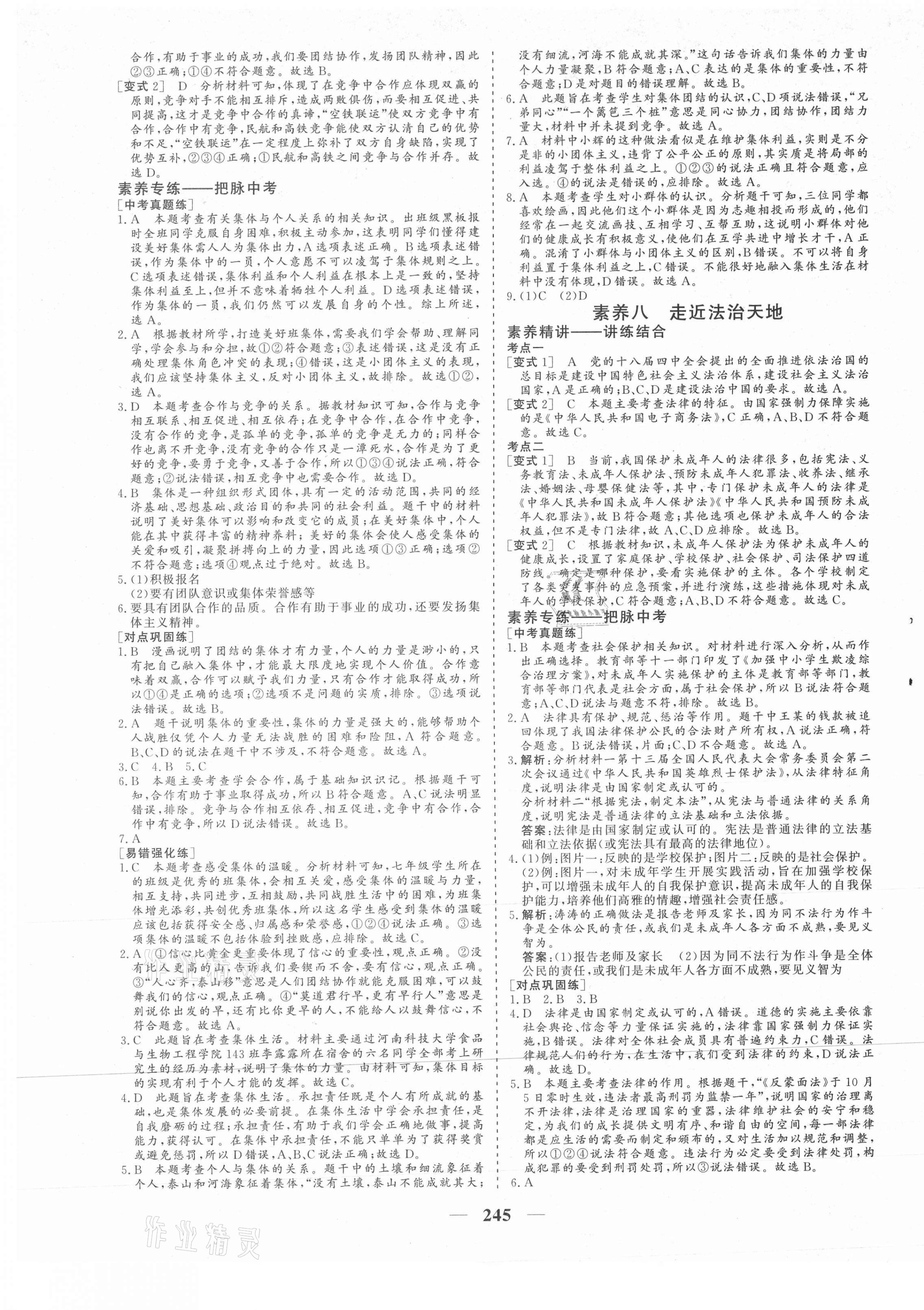 2021年初中畢業(yè)班綜合訓(xùn)練道德與法治 參考答案第5頁(yè)