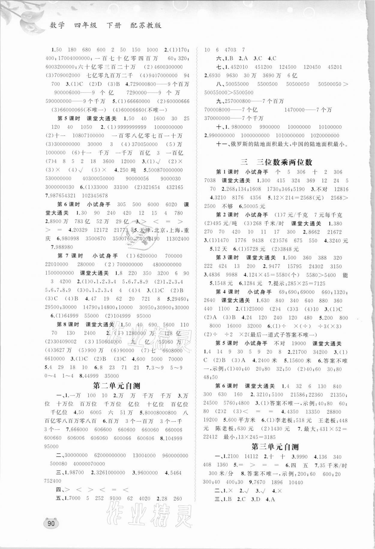 2021年新課程學習與測評同步學習四年級數學下冊蘇教版 第2頁