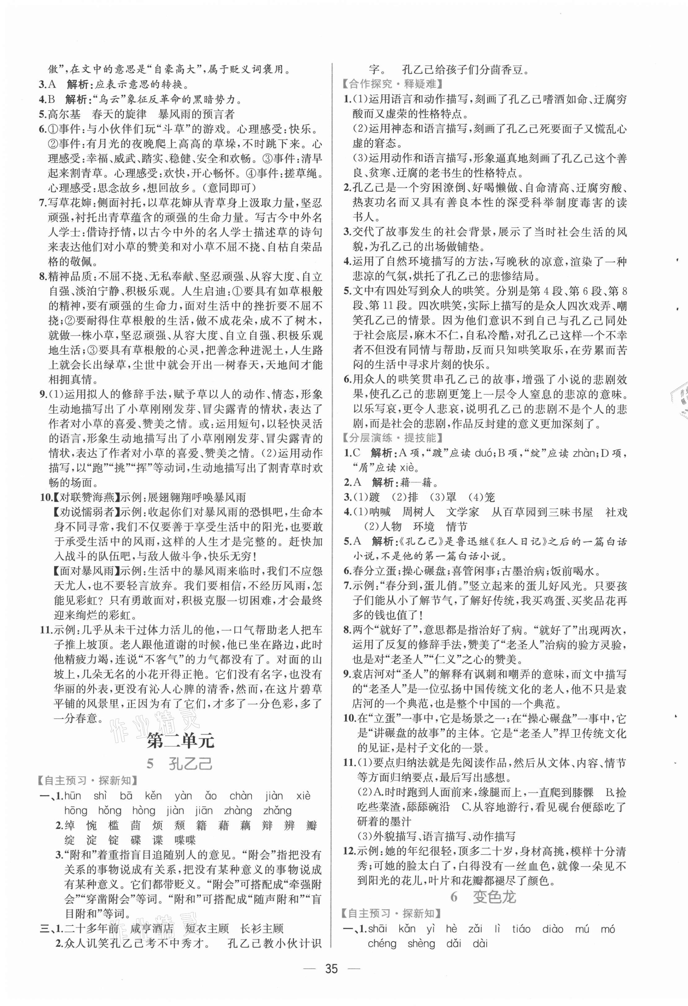 2021年同步導學案課時練九年級語文下冊人教版 第3頁