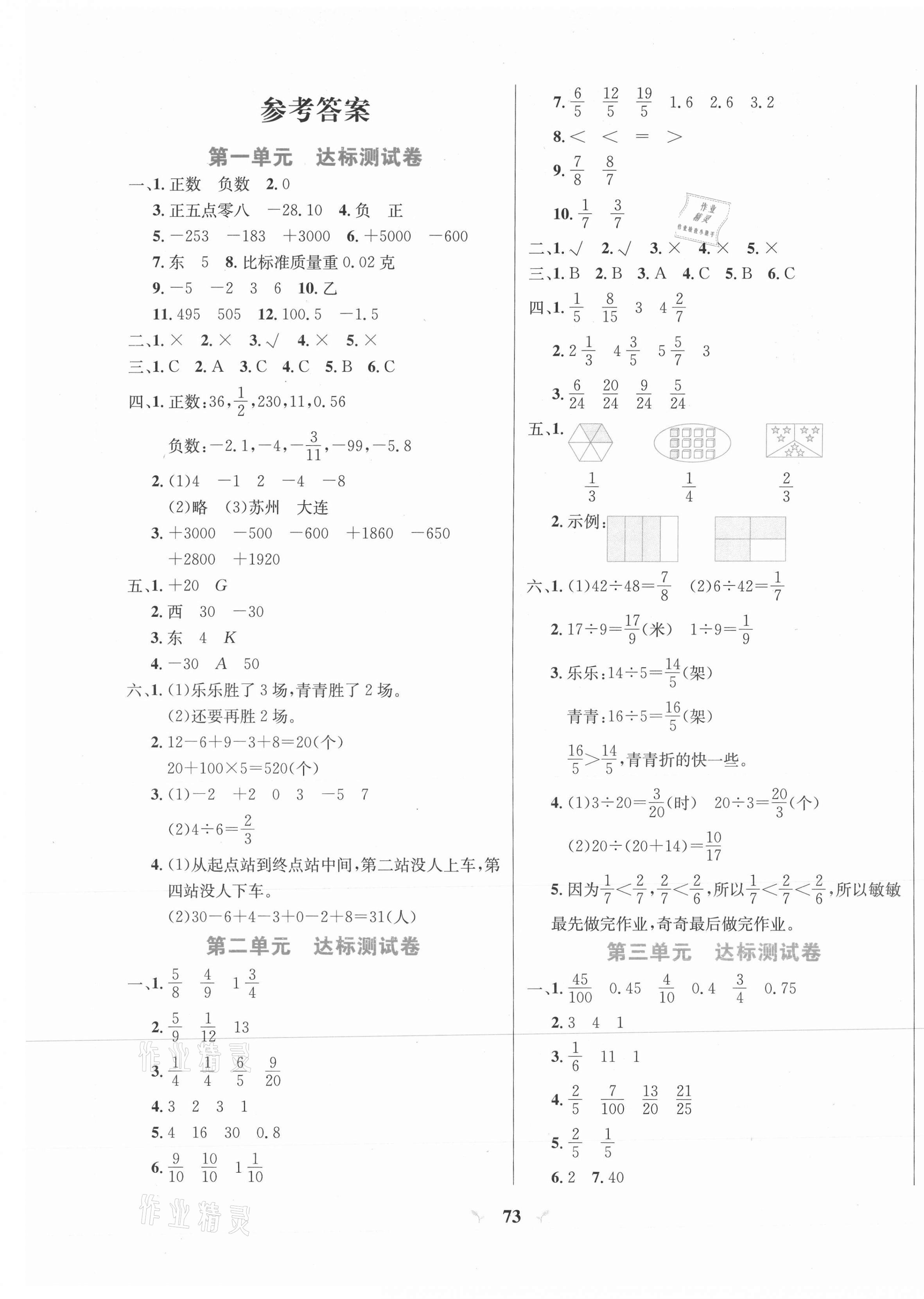 2021年快樂通關卷五年級數(shù)學下冊青島版 參考答案第1頁