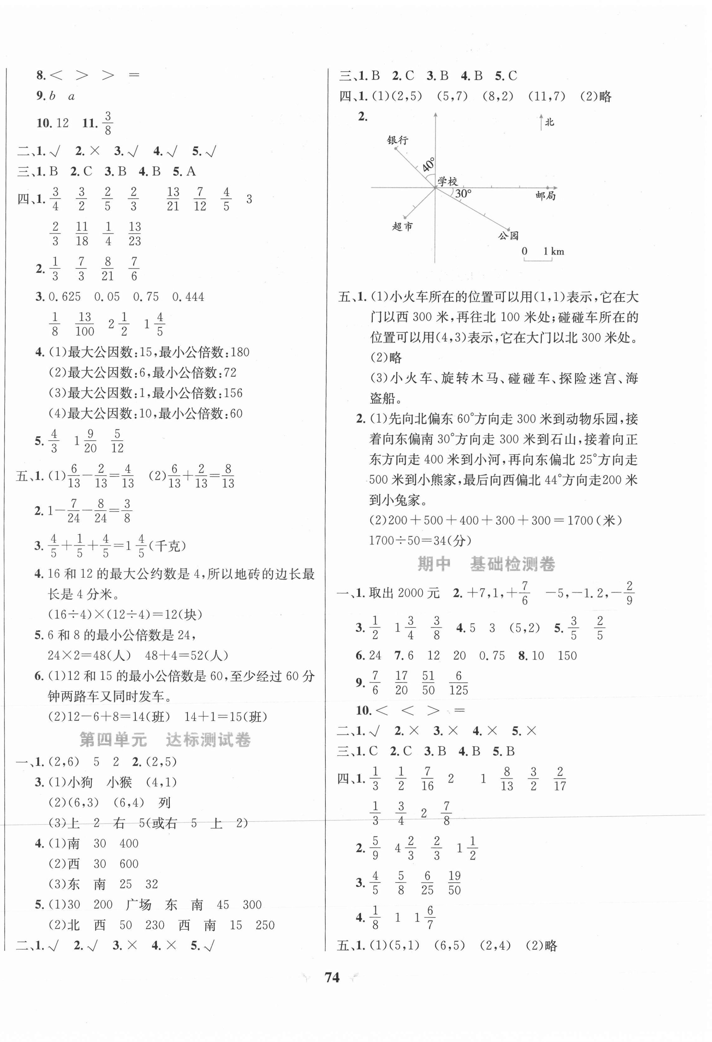2021年快樂(lè)通關(guān)卷五年級(jí)數(shù)學(xué)下冊(cè)青島版 參考答案第2頁(yè)