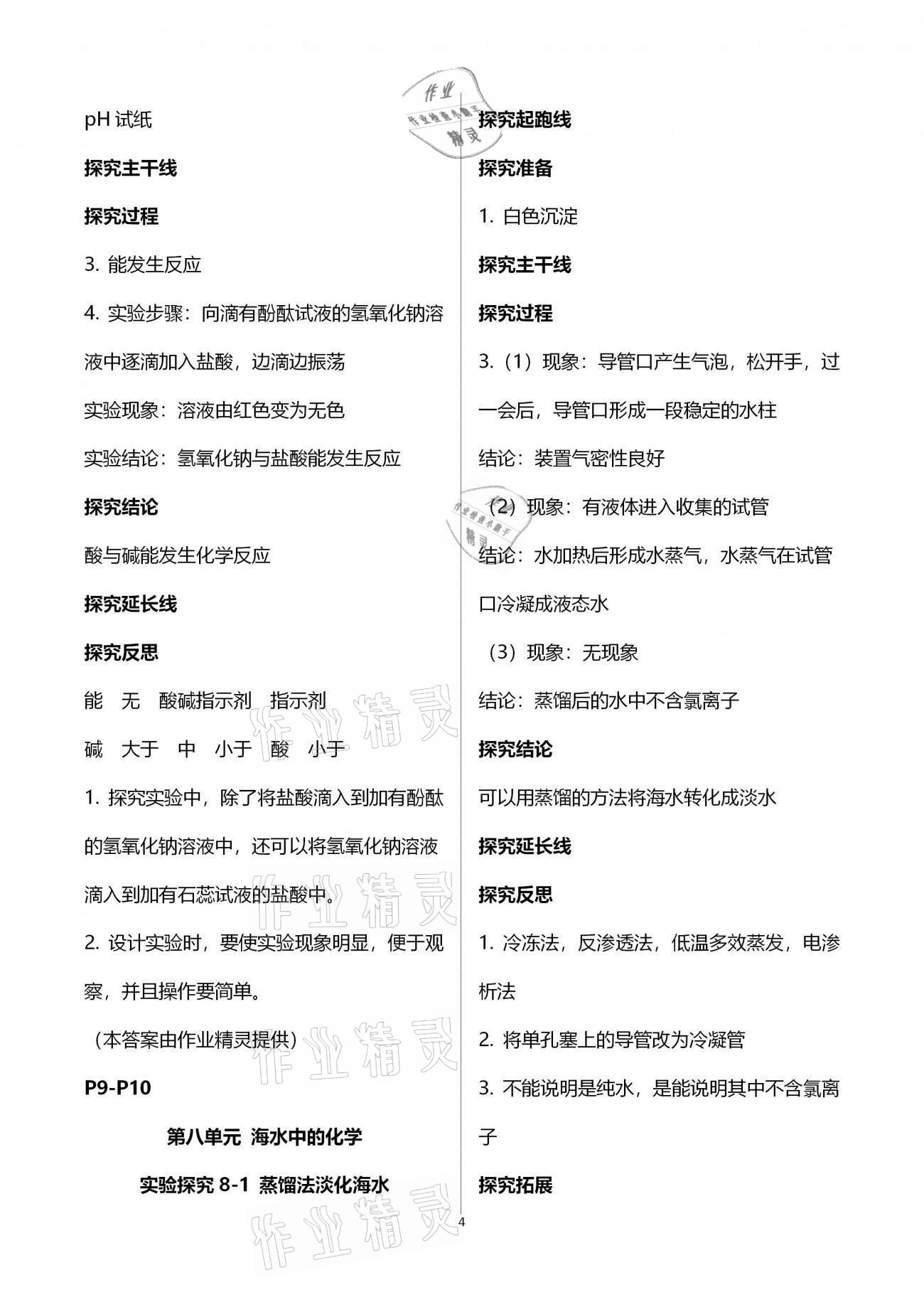 2021年初中實(shí)驗(yàn)探究報(bào)告冊九年級化學(xué)下冊魯教版54制山東科學(xué)技術(shù)出版社 第4頁