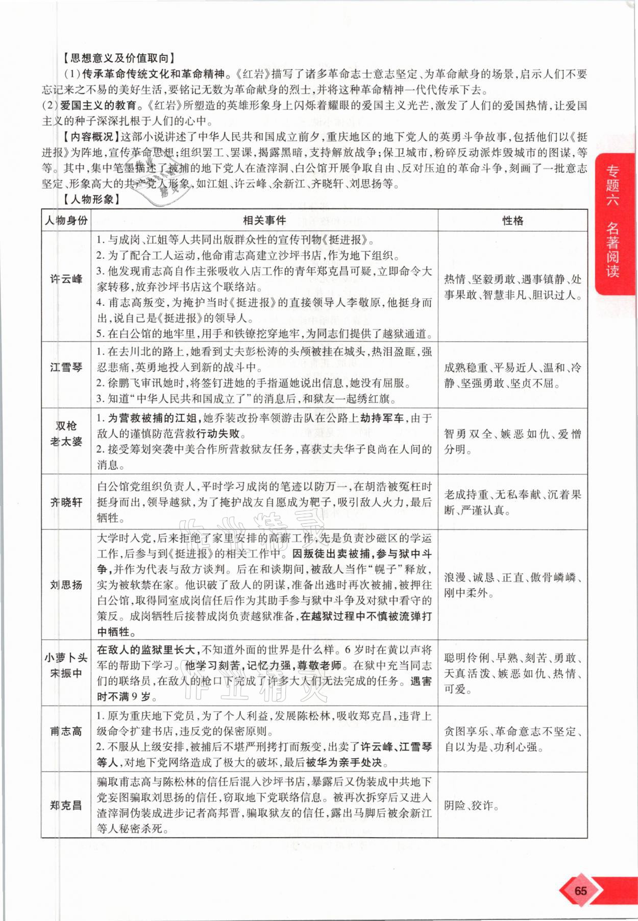 2021年新思路中考語(yǔ)文河南專(zhuān)版鄭州大學(xué)出版社 參考答案第65頁(yè)