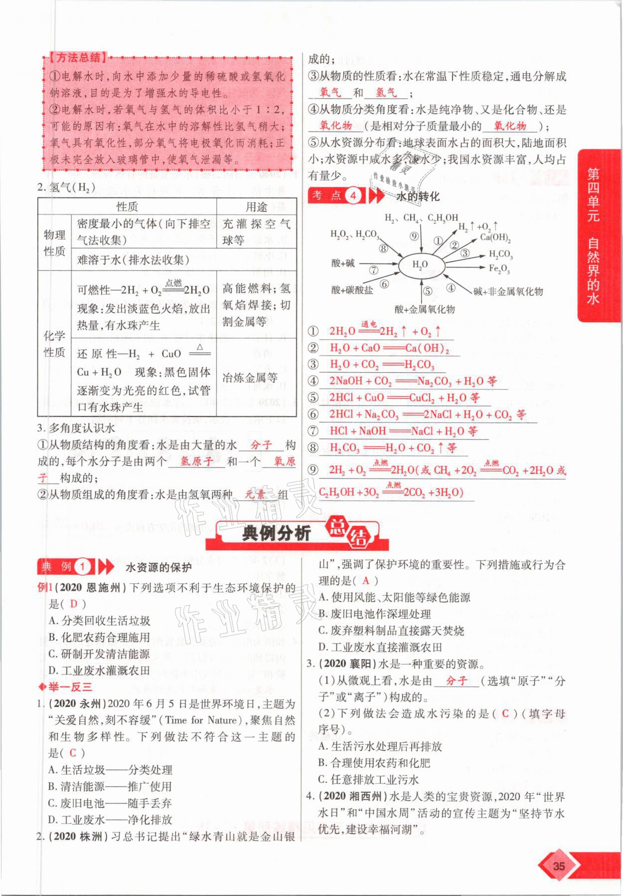 2021年新思路中考化學(xué)河南專版鄭州大學(xué)出版社 參考答案第35頁