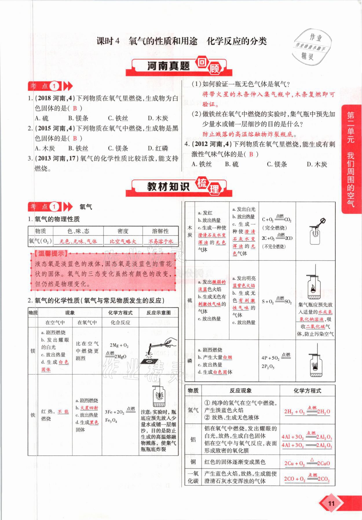 2021年新思路中考化學(xué)河南專版鄭州大學(xué)出版社 參考答案第11頁