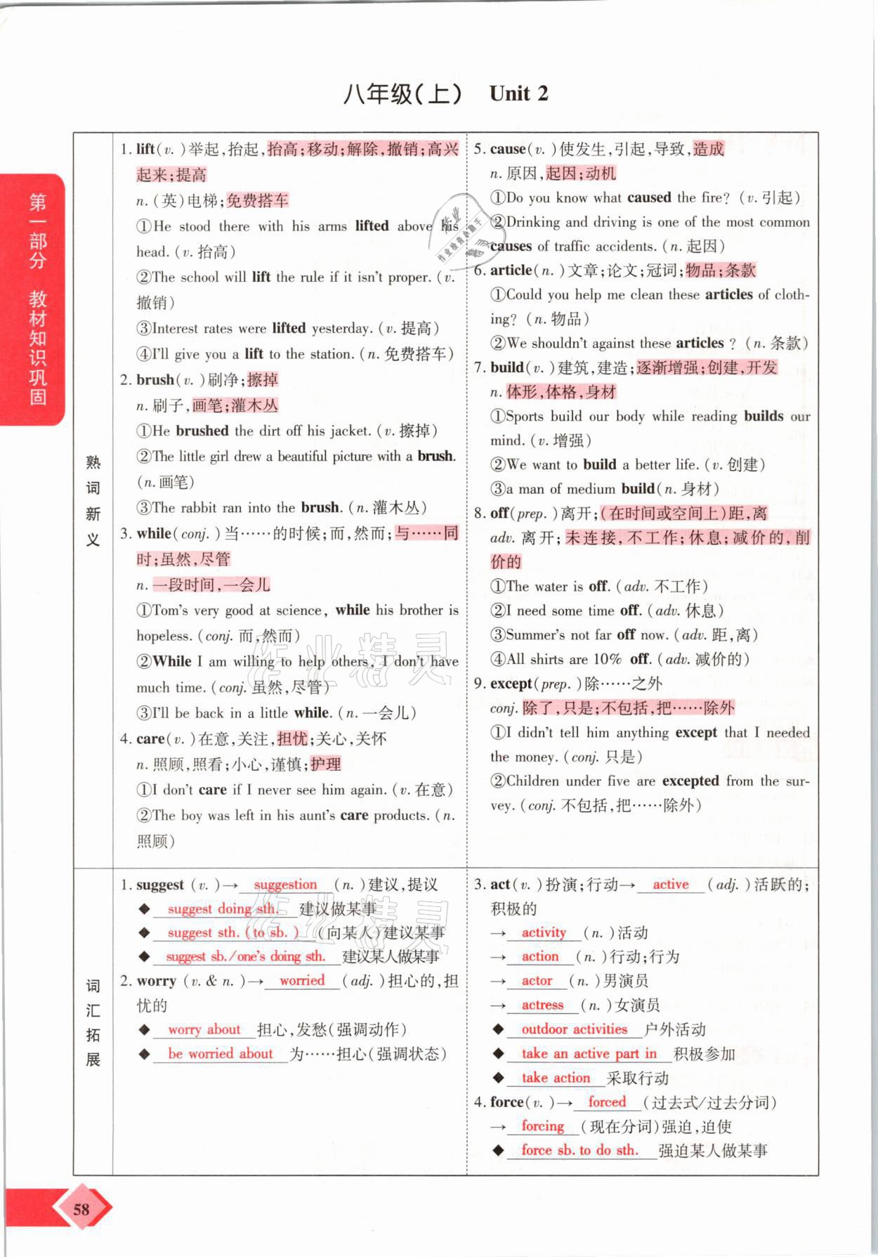 2021年新思路中考英語(yǔ)課標(biāo)版河南專版鄭州大學(xué)出版社 參考答案第58頁(yè)