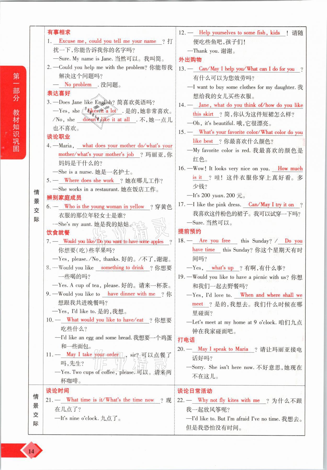 2021年新思路中考英語課標(biāo)版河南專版鄭州大學(xué)出版社 參考答案第14頁