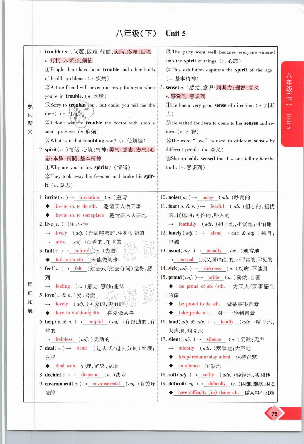 2021年新思路中考英語課標版河南專版鄭州大學出版社 參考答案第75頁