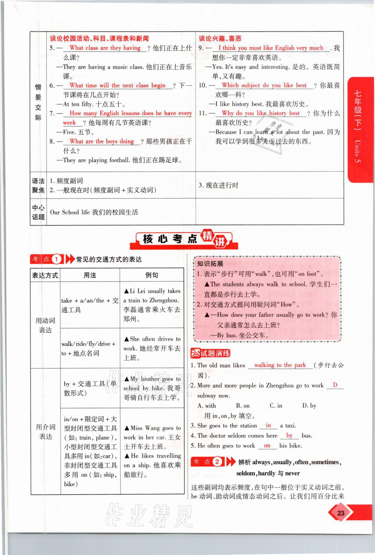 2021年新思路中考英語課標版河南專版鄭州大學出版社 參考答案第23頁