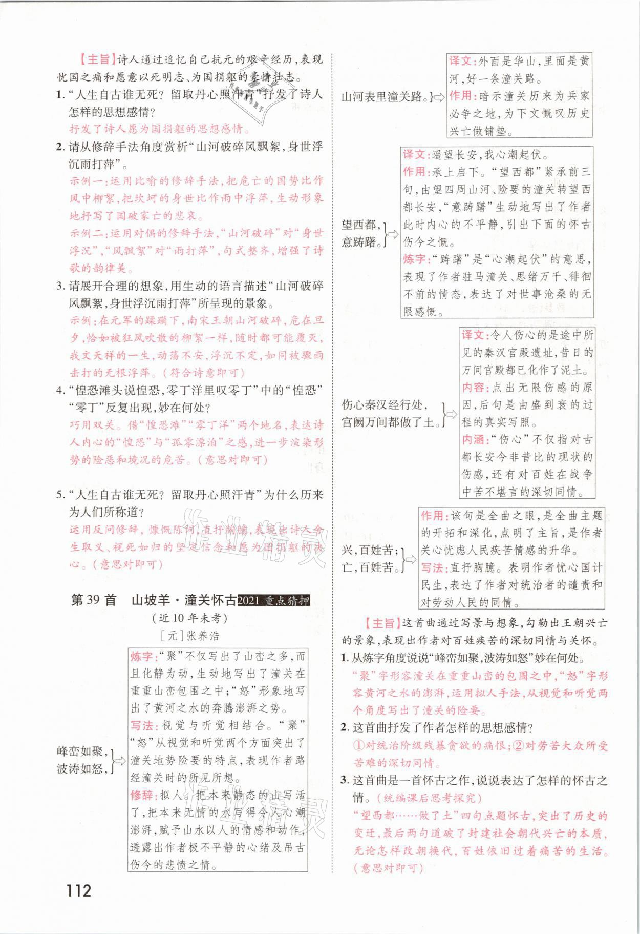 2021年領揚文化中考研究語文河南專版 參考答案第110頁