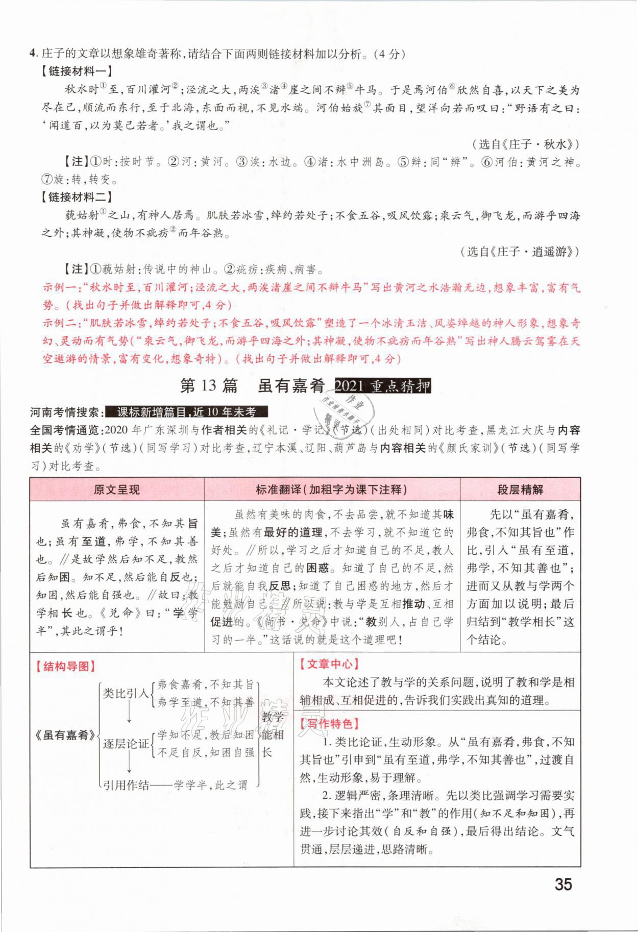 2021年領(lǐng)揚文化中考研究語文河南專版 參考答案第33頁