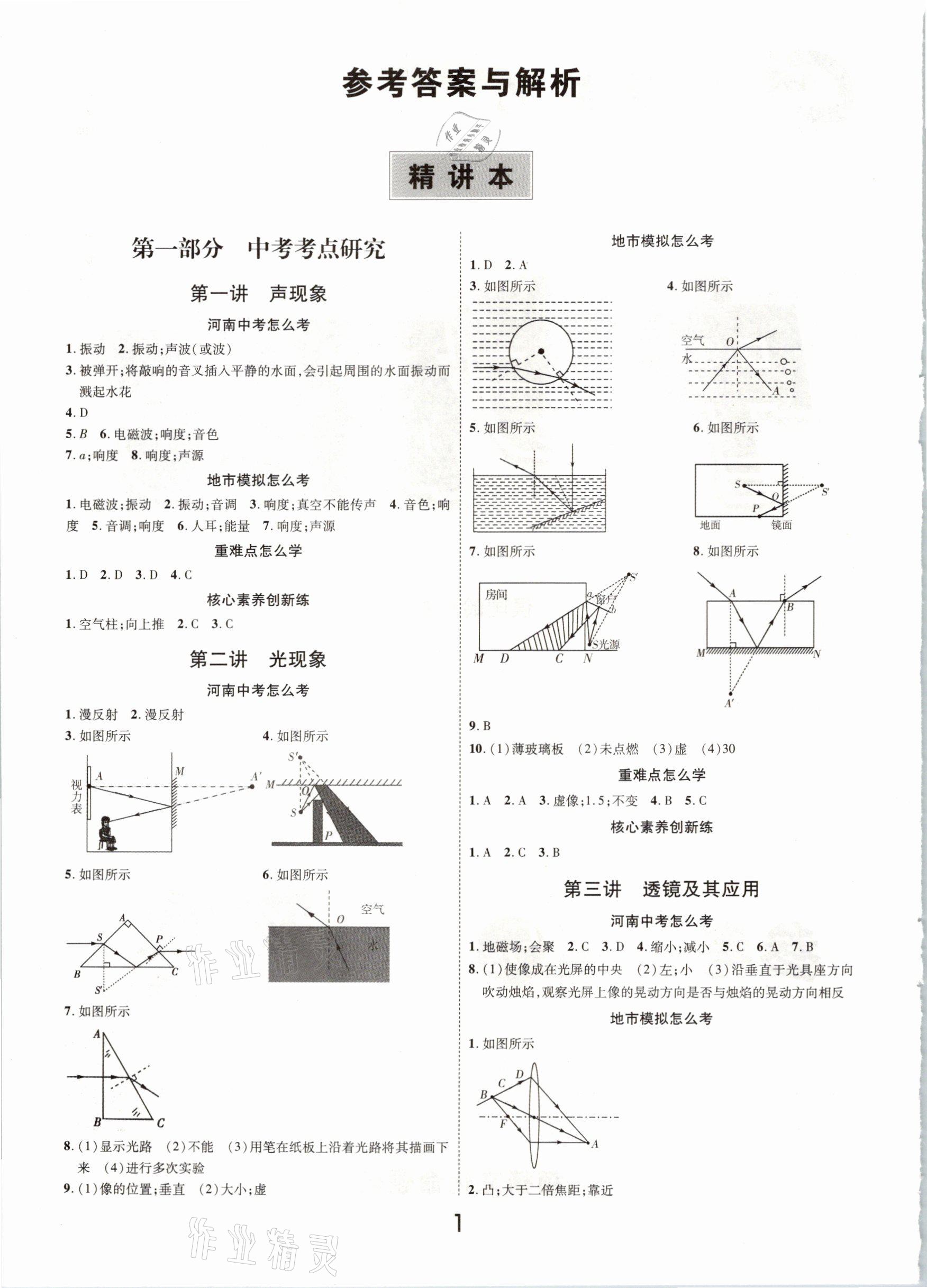 2021年領揚文化中考研究物理河南專版 參考答案第1頁