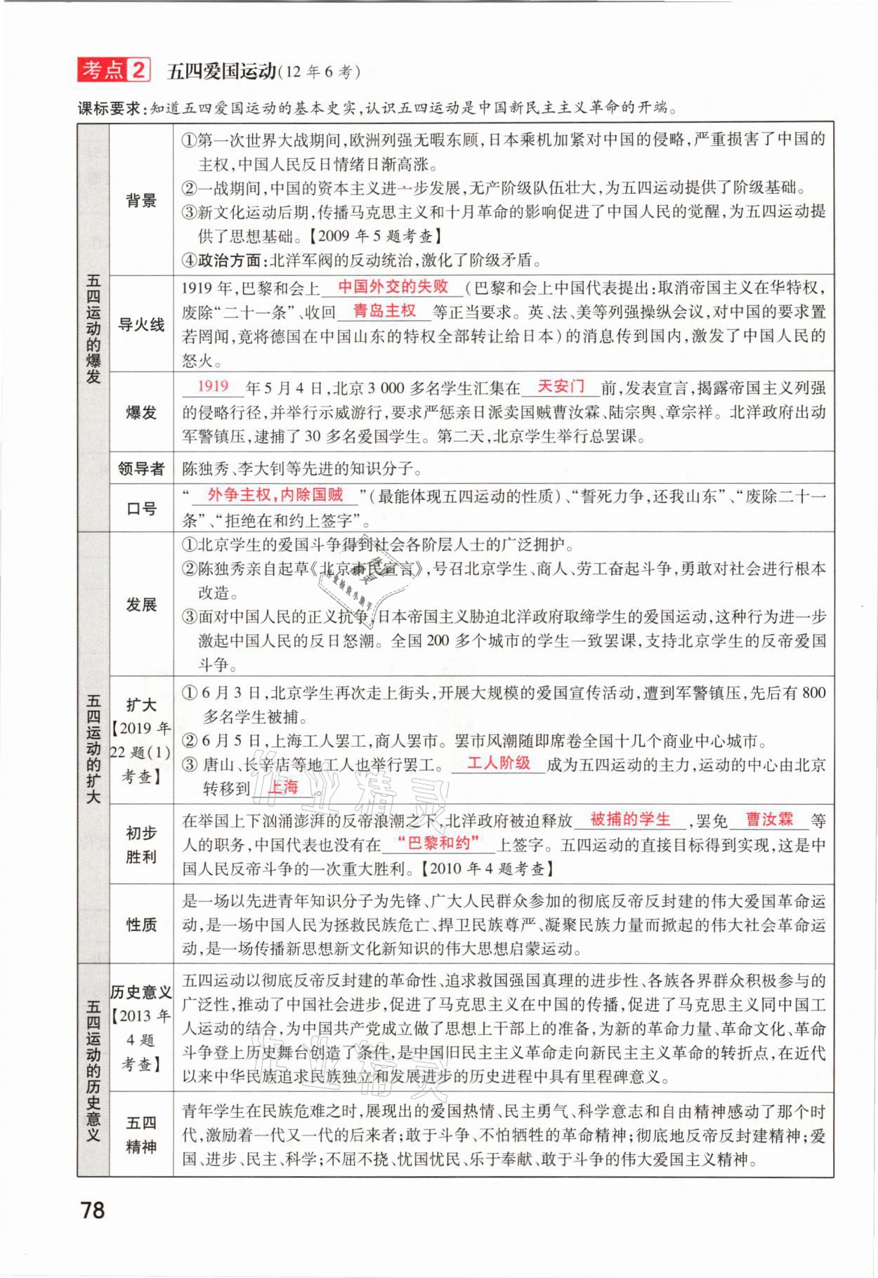 2021年領揚文化中考研究歷史河南專版 參考答案第78頁