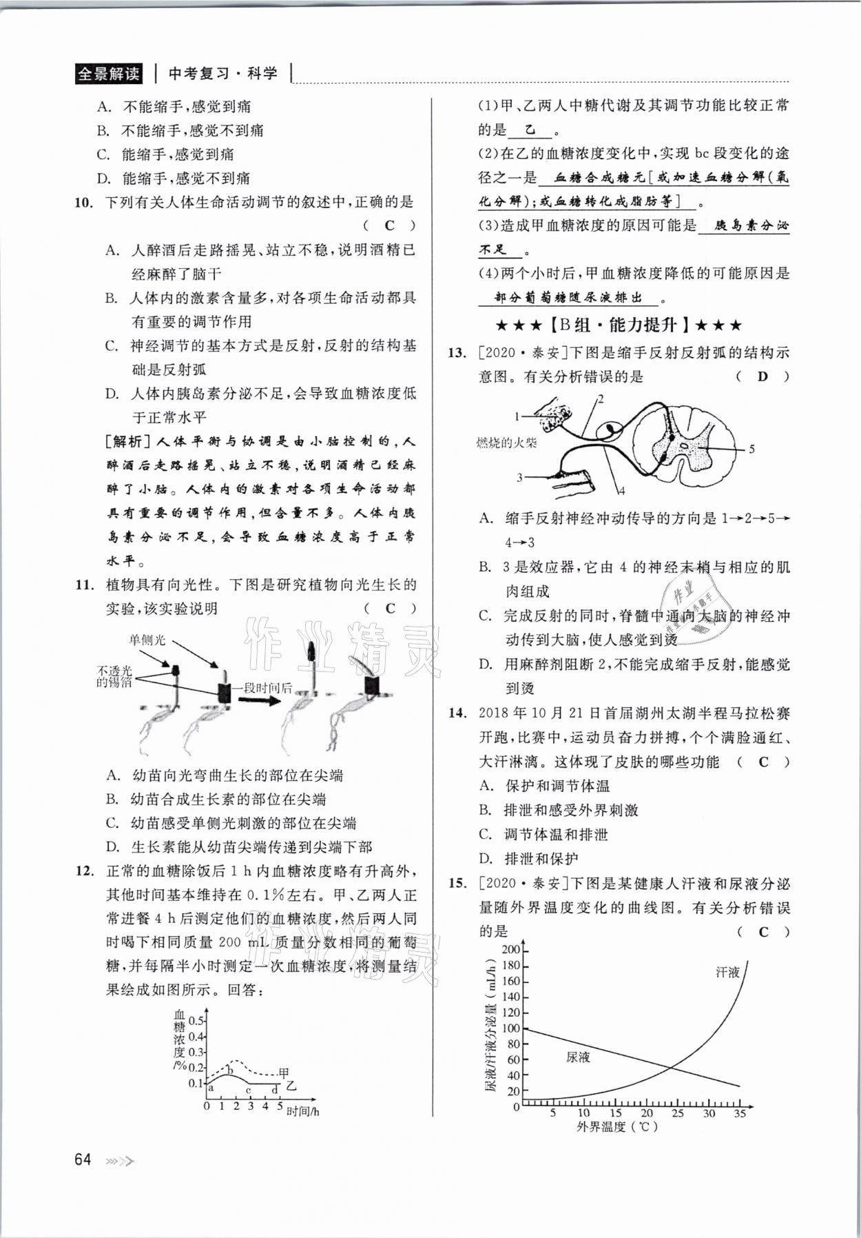 2021年中考復(fù)習(xí)全景解讀科學(xué)華師大版 參考答案第64頁