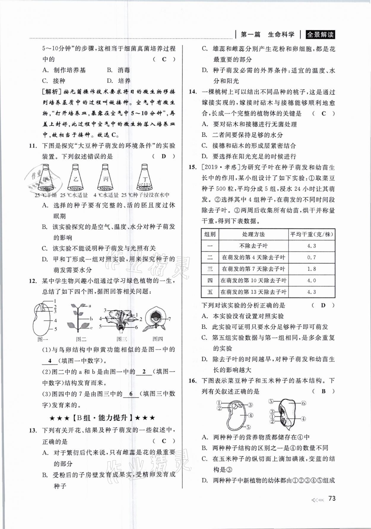 2021年中考復(fù)習(xí)全景解讀科學(xué)華師大版 參考答案第73頁