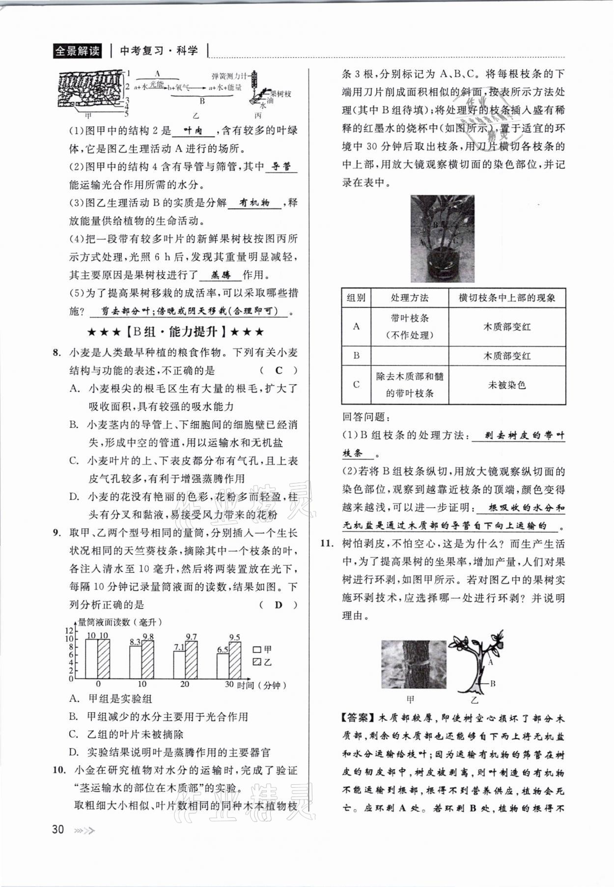 2021年中考復(fù)習(xí)全景解讀科學(xué)華師大版 參考答案第30頁