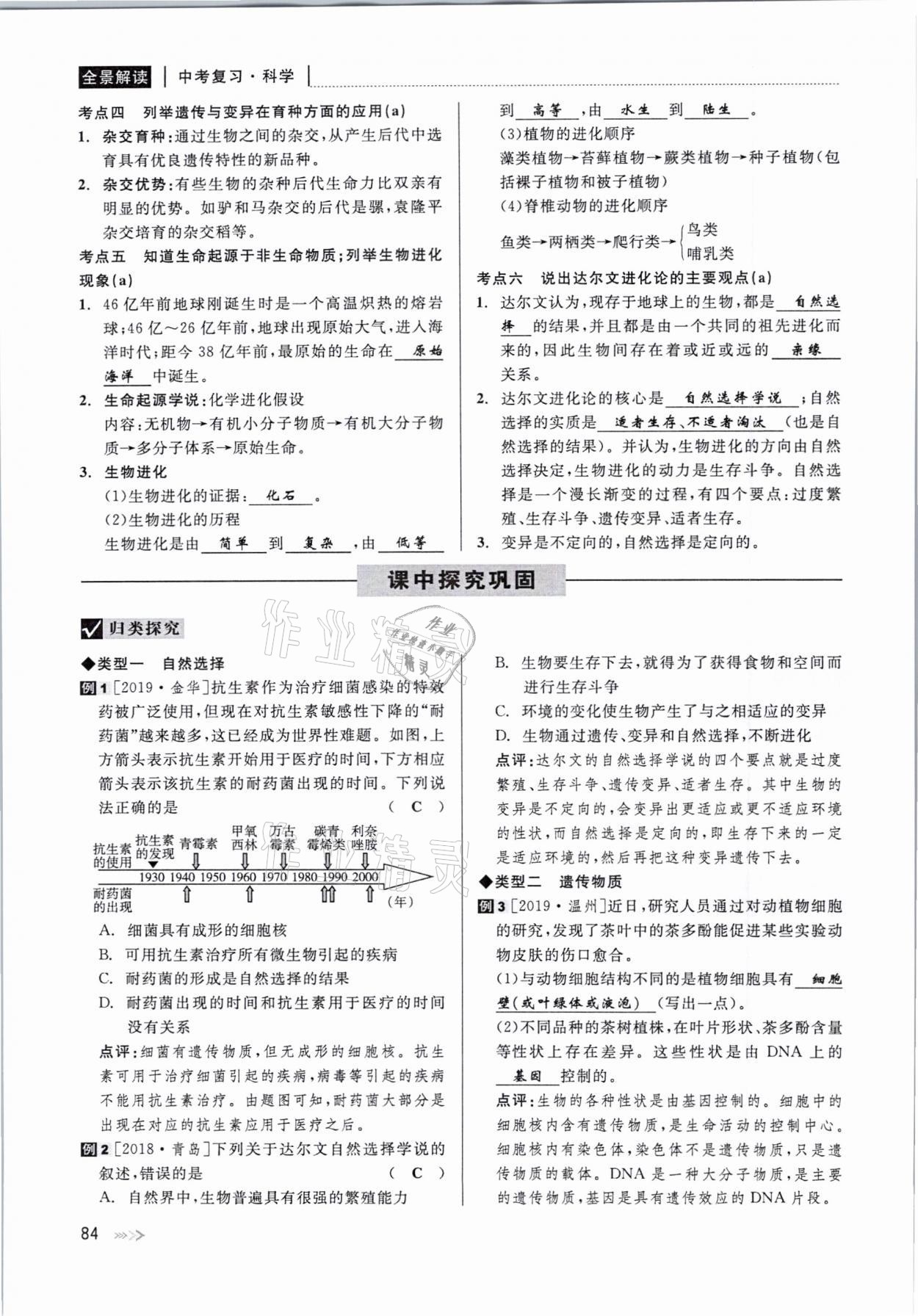 2021年中考復(fù)習(xí)全景解讀科學(xué)華師大版 參考答案第84頁(yè)