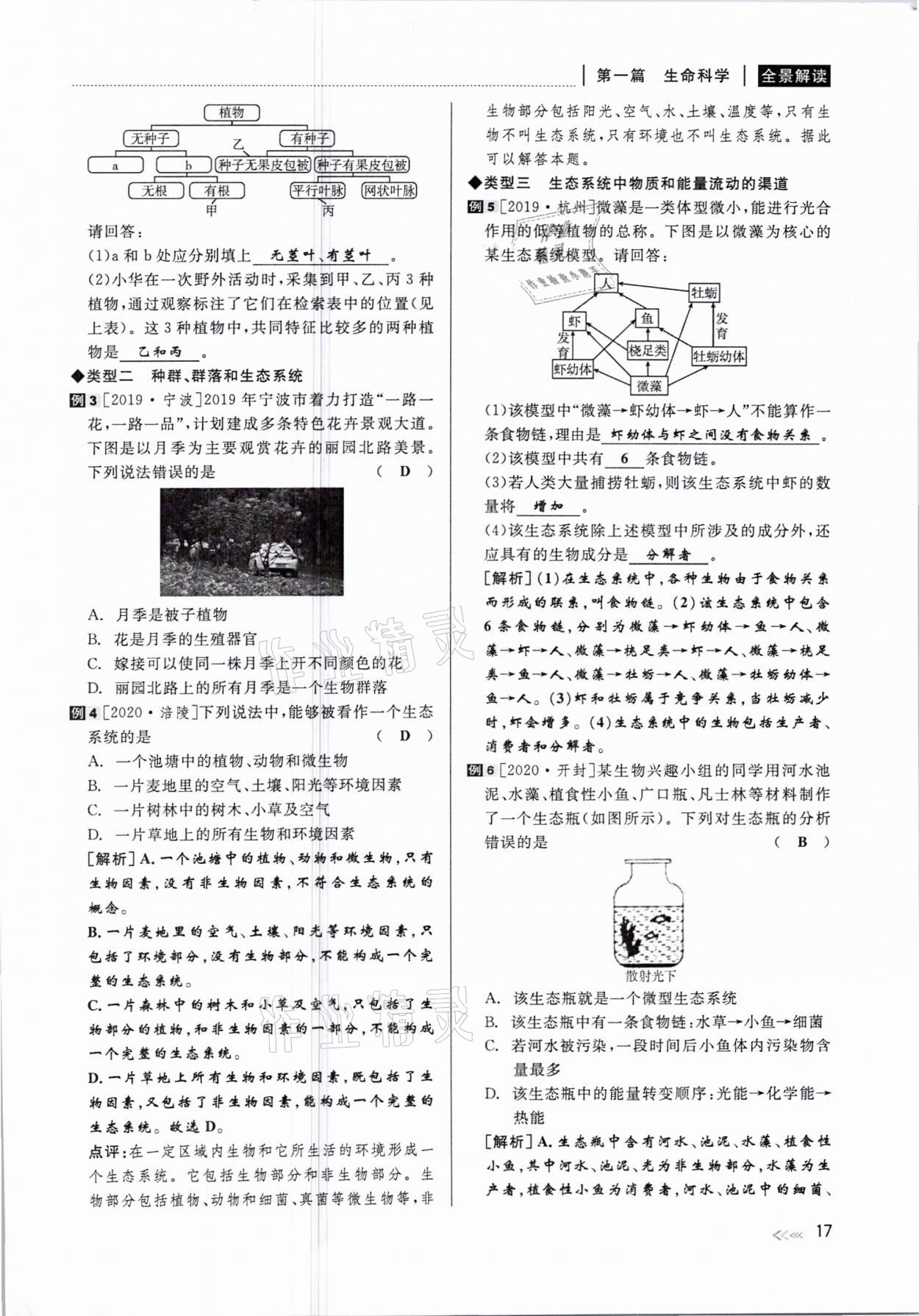 2021年中考復(fù)習(xí)全景解讀科學(xué)華師大版 參考答案第17頁