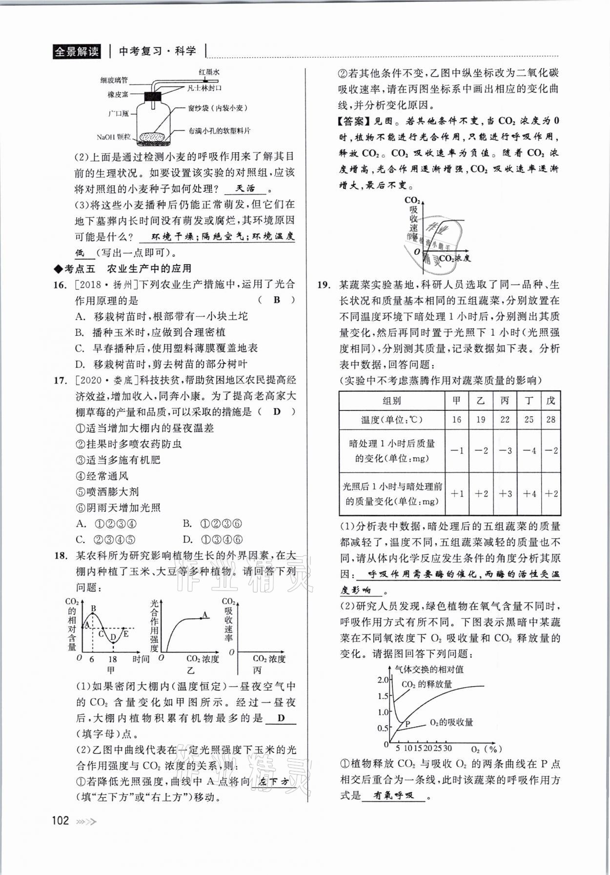 2021年中考復(fù)習(xí)全景解讀科學(xué)華師大版 參考答案第102頁(yè)