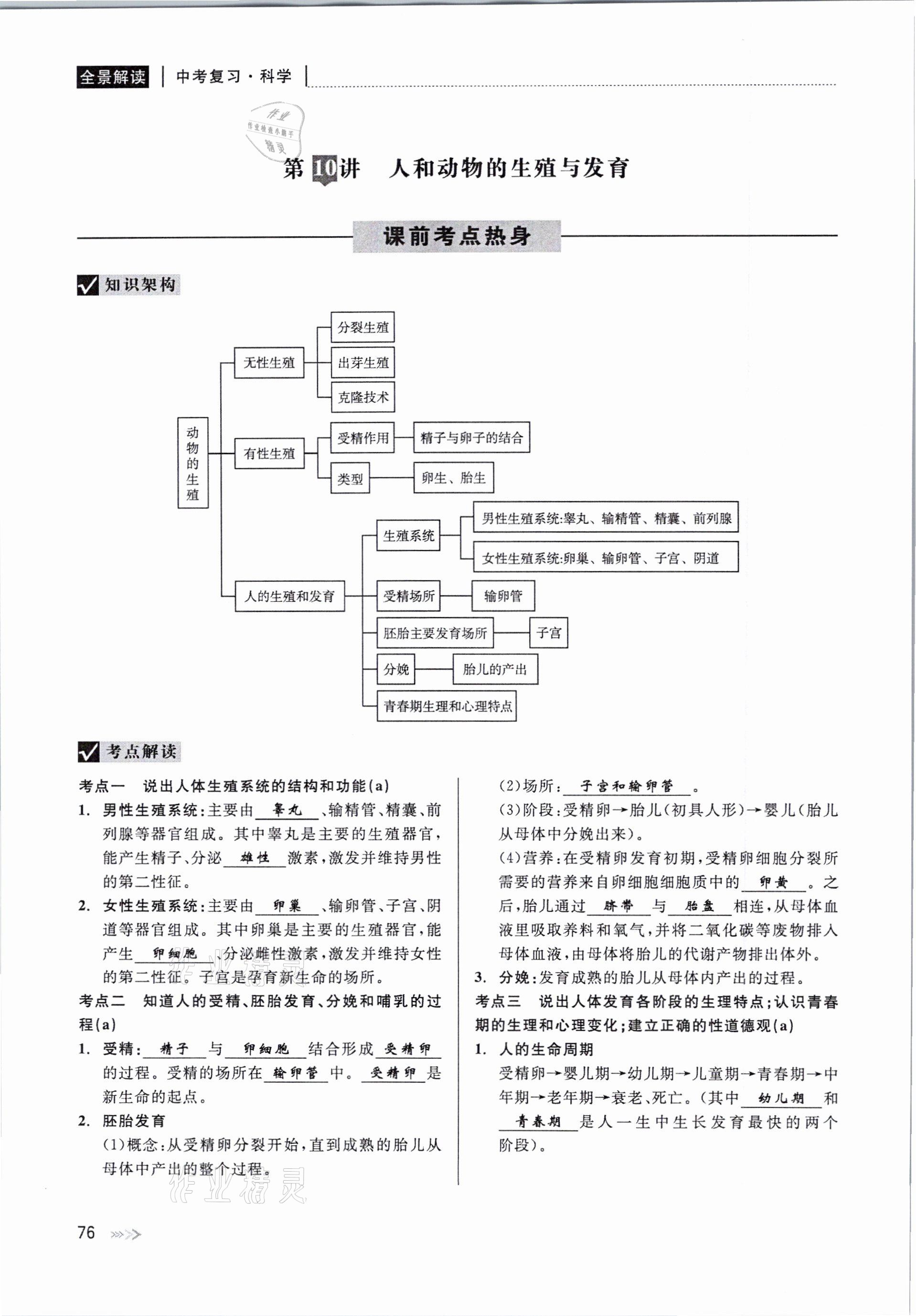 2021年中考復習全景解讀科學華師大版 參考答案第76頁