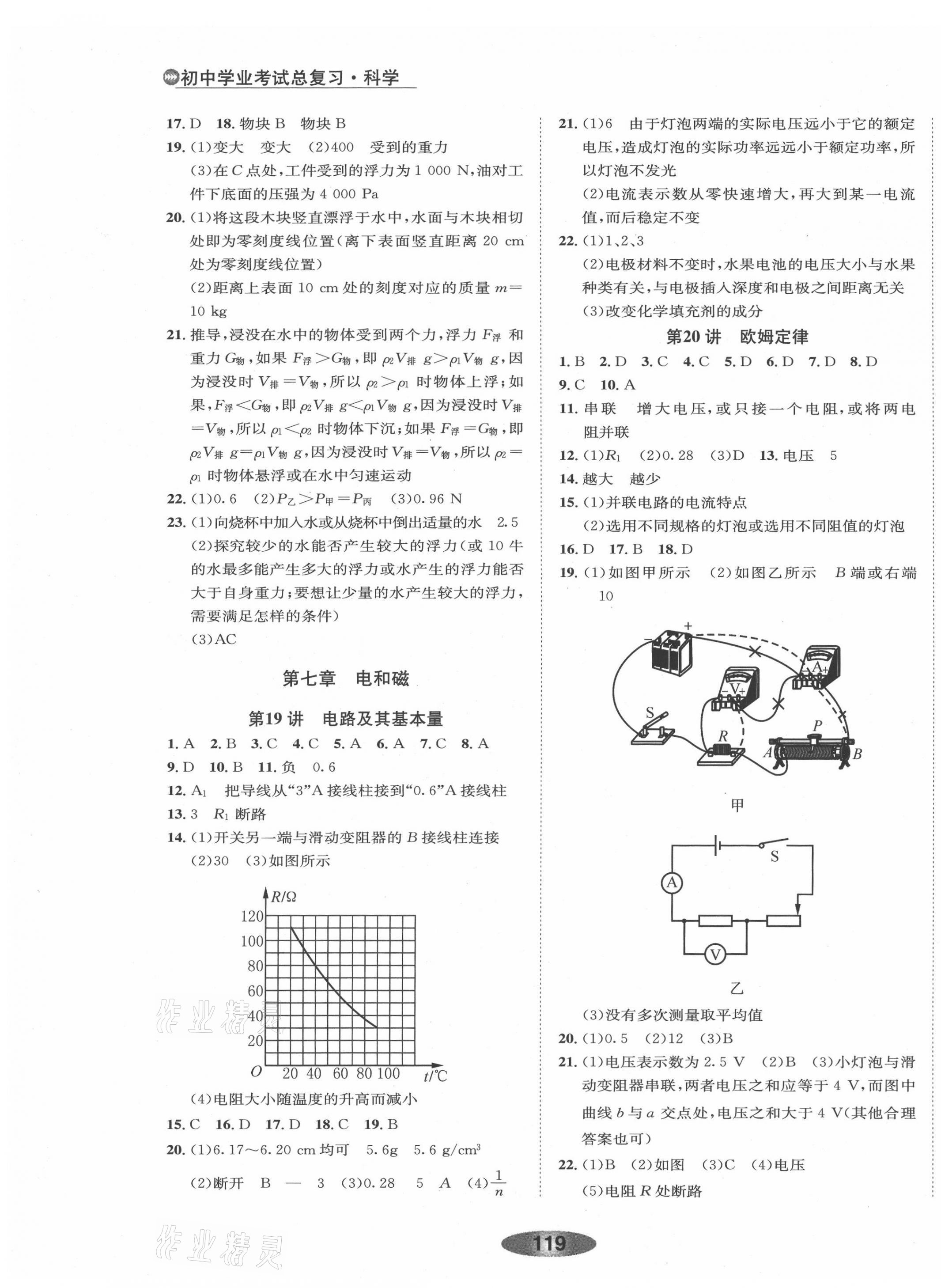 2021年初中学业考试总复习科学绍兴专版 参考答案第7页