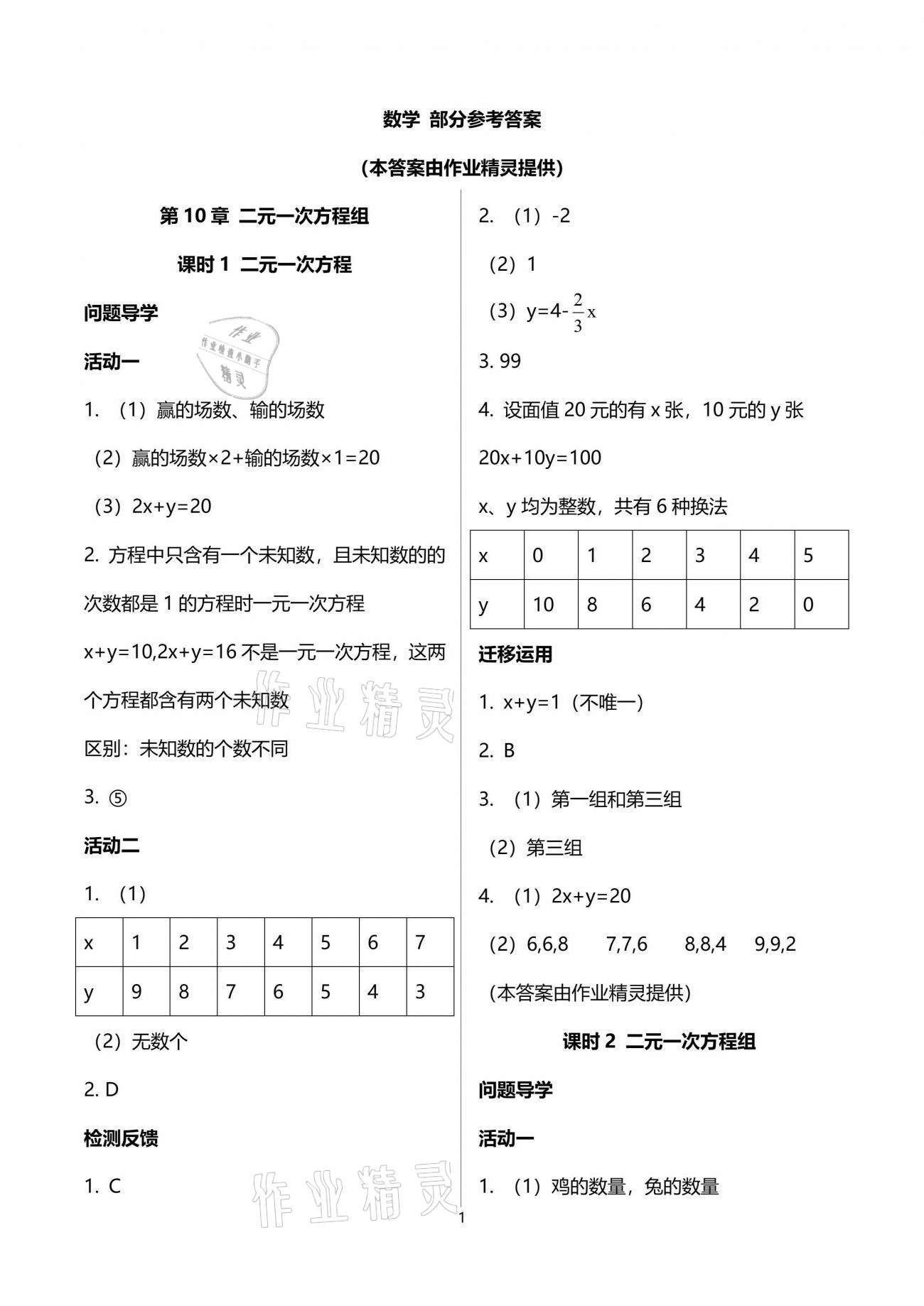 2021年伴你学七年级数学下册苏科版 第1页