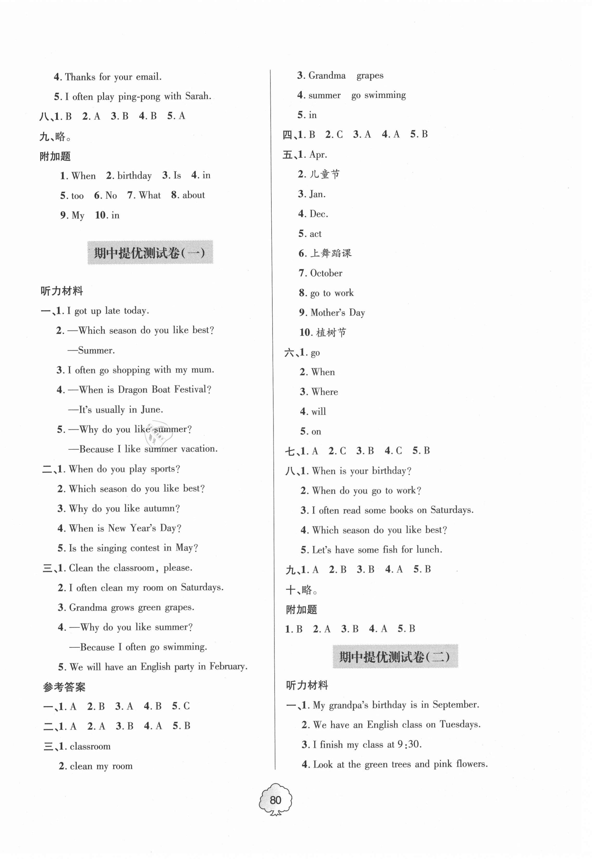 2021年新課堂同步學習與探究提優測試五年級英語下冊 第4頁