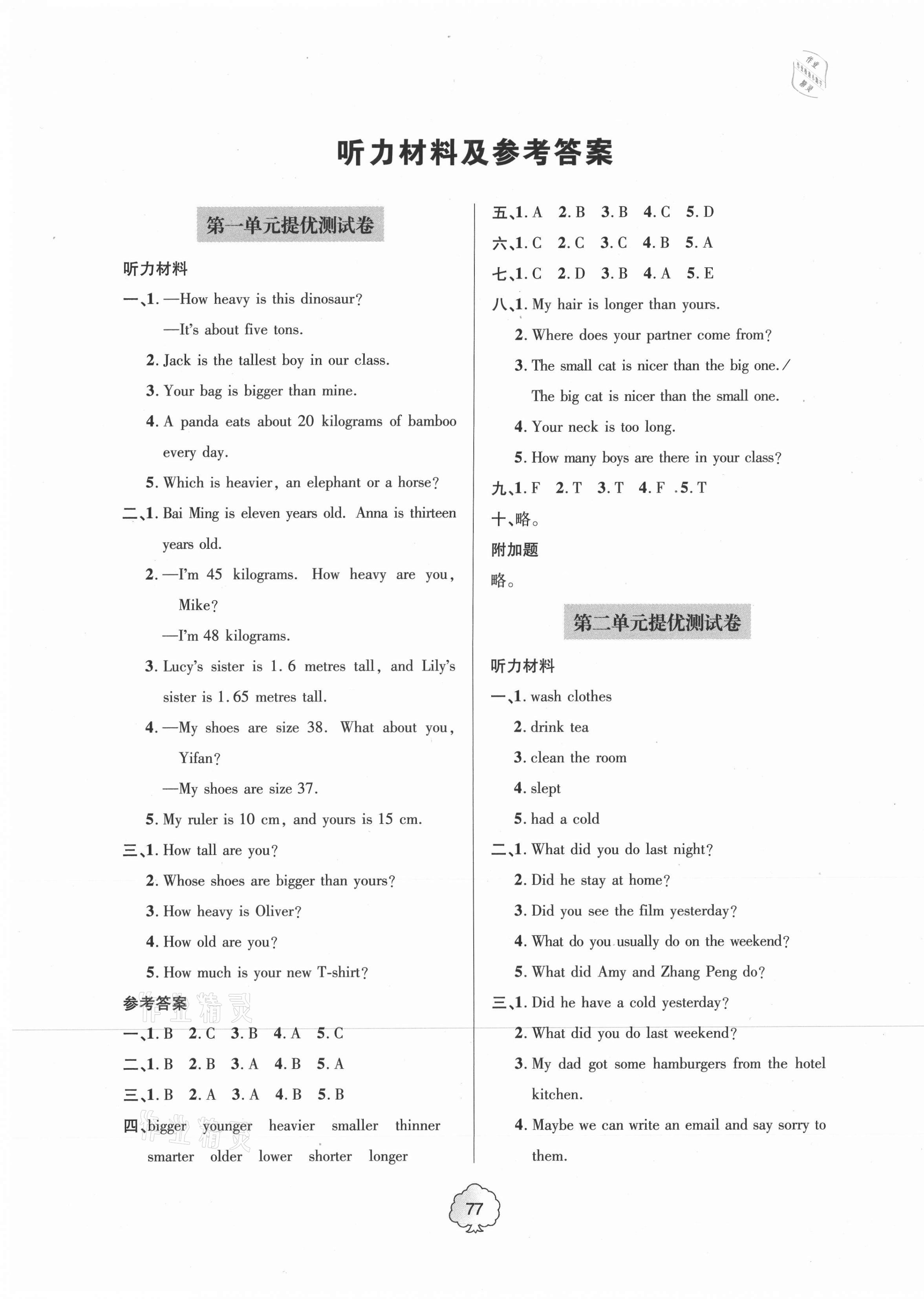 2021年新課堂同步學(xué)習(xí)與探究提優(yōu)測(cè)試六年級(jí)英語下冊(cè) 第1頁