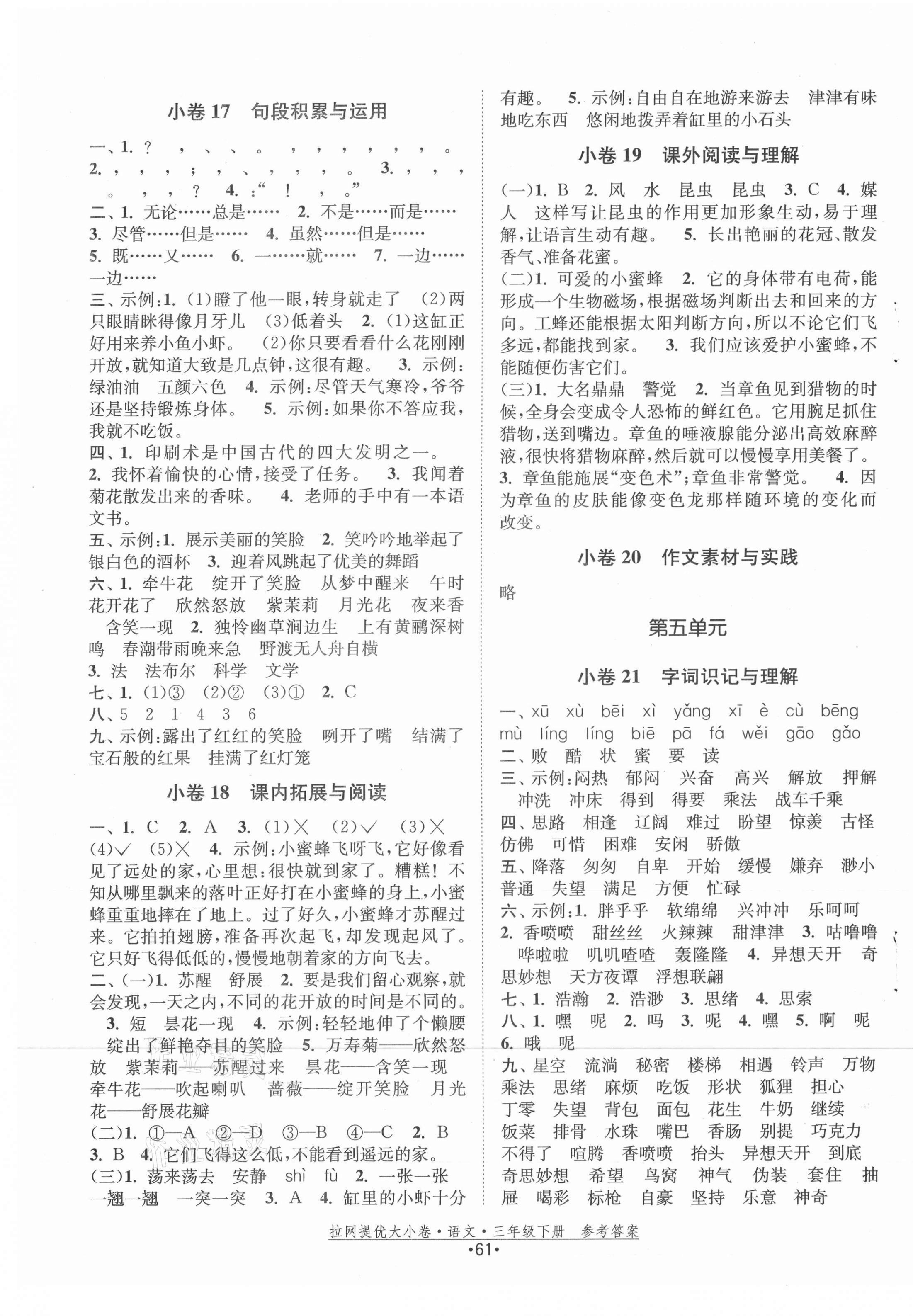 2021年拉網(wǎng)提優(yōu)大小卷三年級語文下冊人教版 第5頁