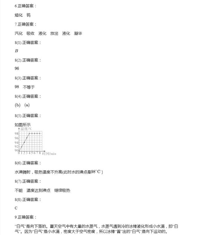 2021年全品溫故知新寒假八年級物理陽光出版社 參考答案第6頁
