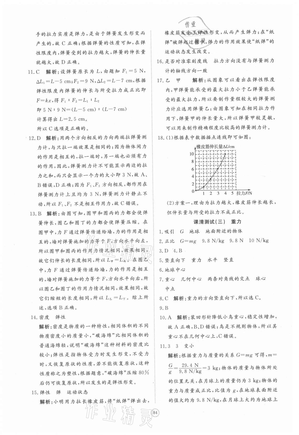 2021年同步练习册提优测试卷八年级物理下册人教版 参考答案第2页