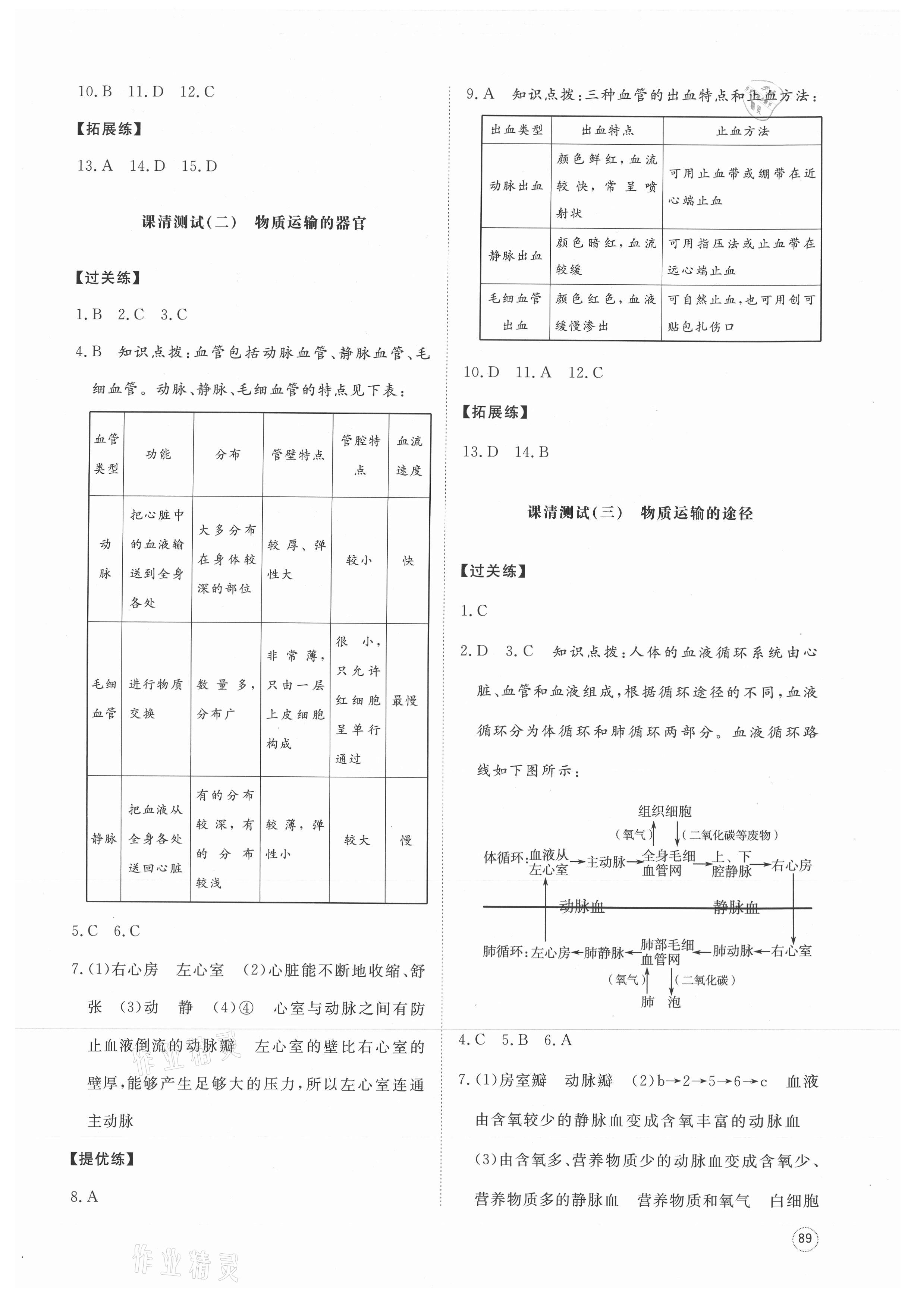 2021年同步練習冊提優(yōu)測試卷七年級生物下冊濟南版 參考答案第3頁