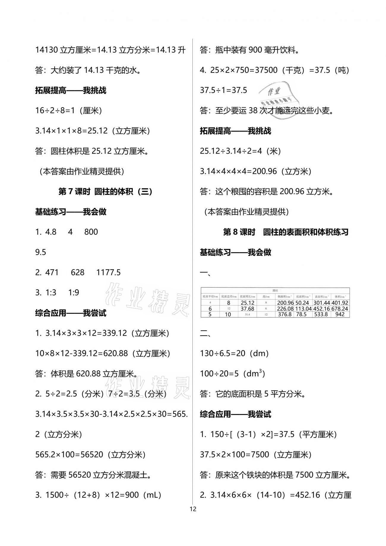 2021年學(xué)習(xí)指要六年級(jí)數(shù)學(xué)下冊(cè)人教版重慶市專(zhuān)用 參考答案第12頁(yè)