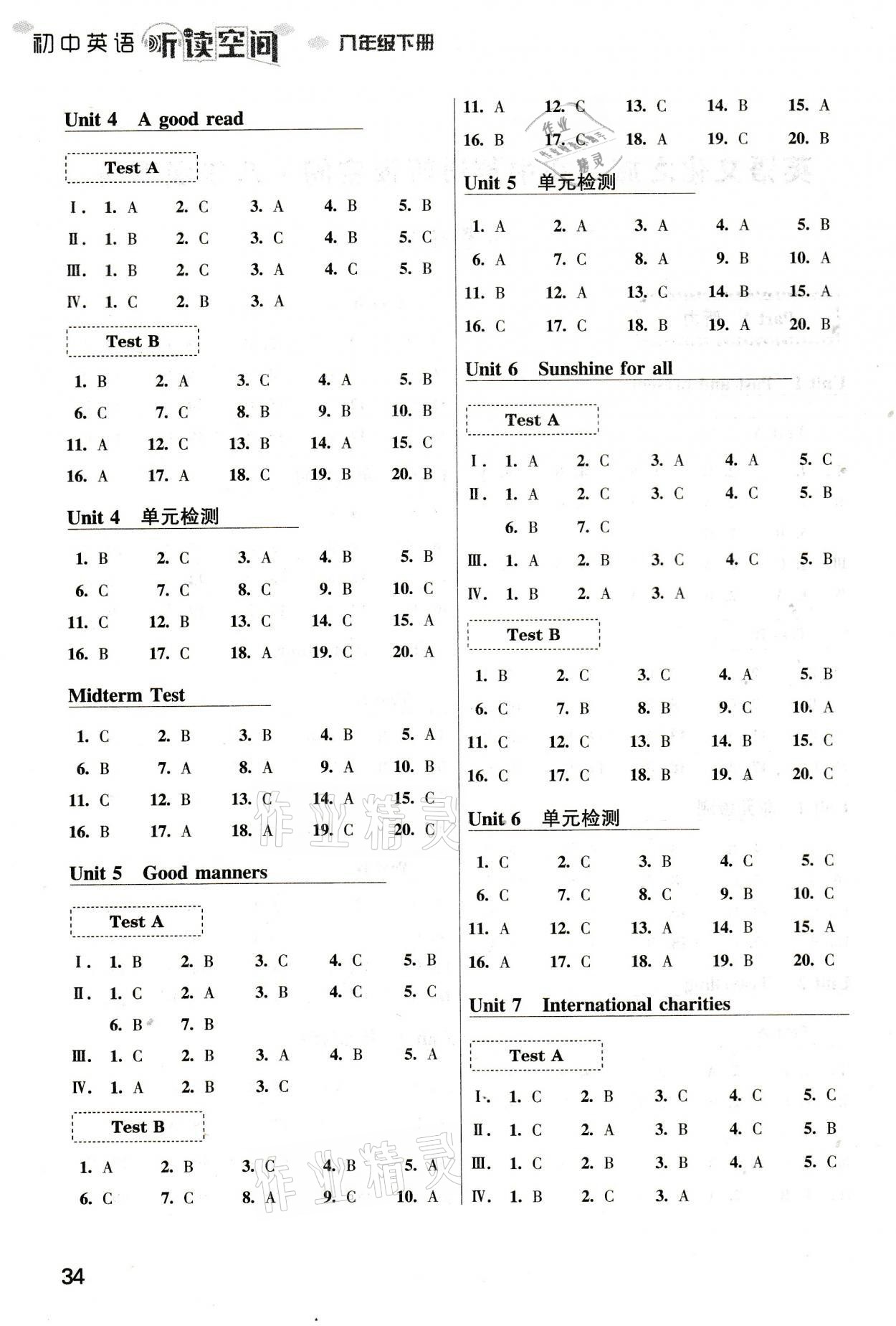 2021年初中英語聽讀空間八年級下冊譯林版 參考答案第2頁