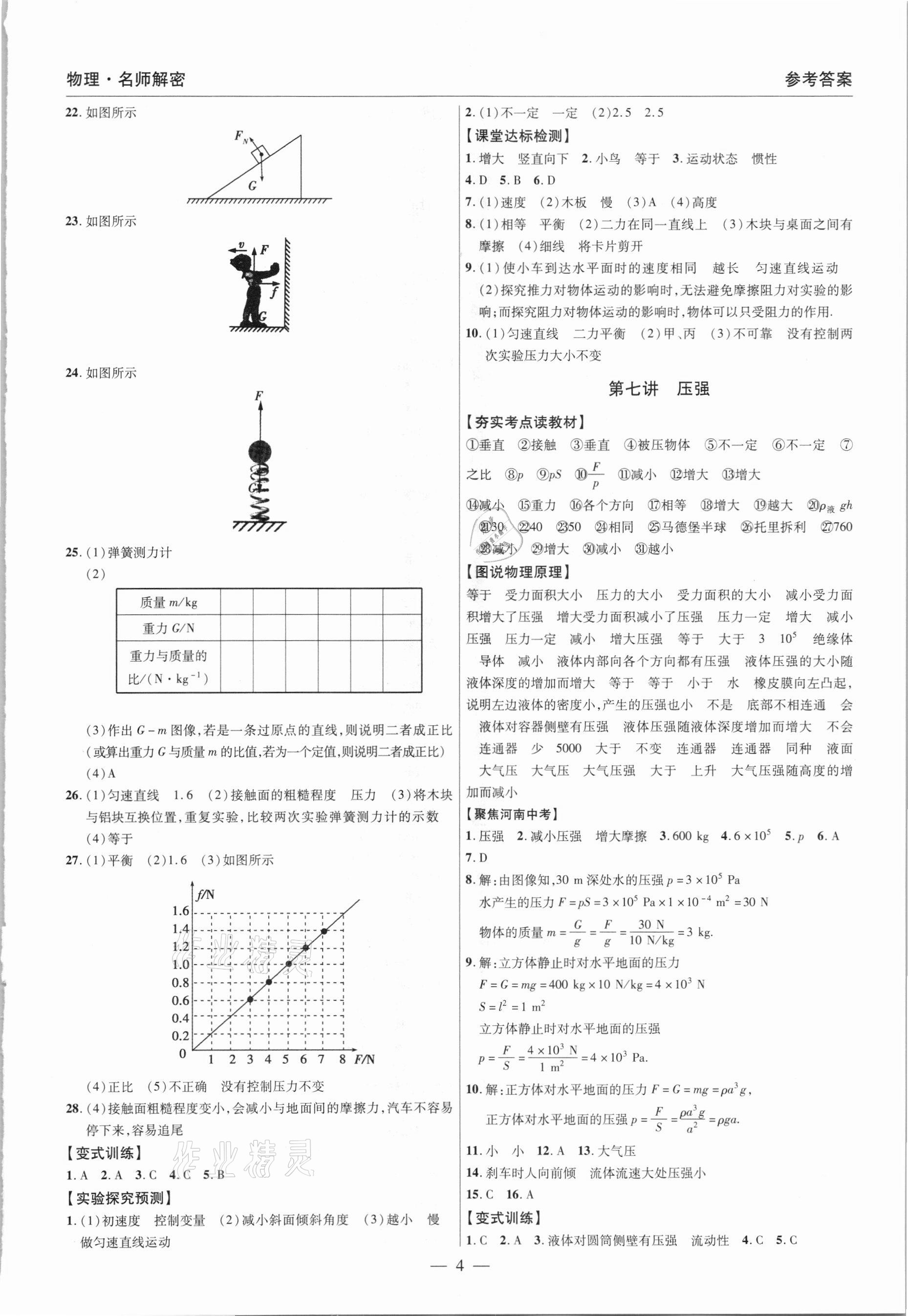 2021年硕源教育中考总复习名师解密物理河南专版 参考答案第4页