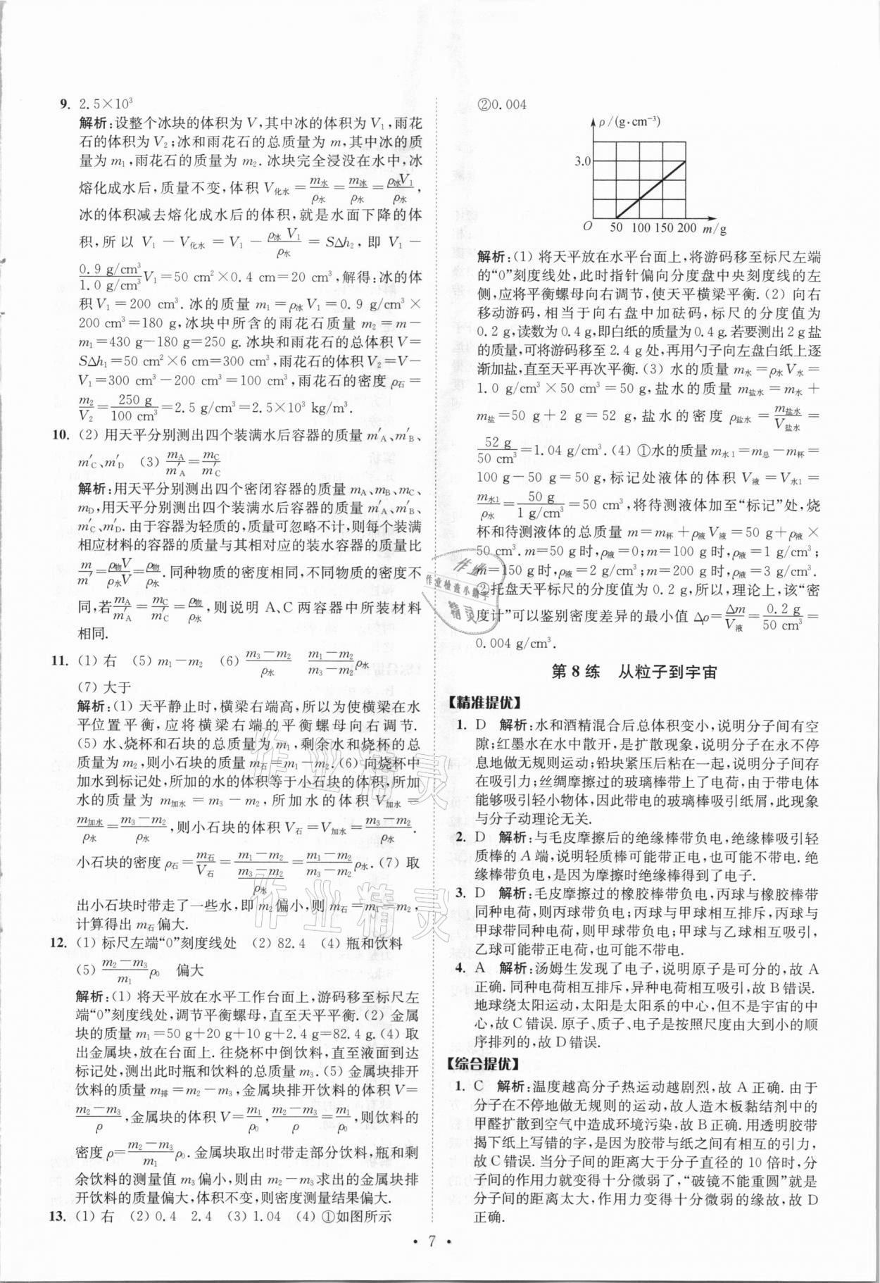 2021年中考物理小题狂做提优版 参考答案第7页