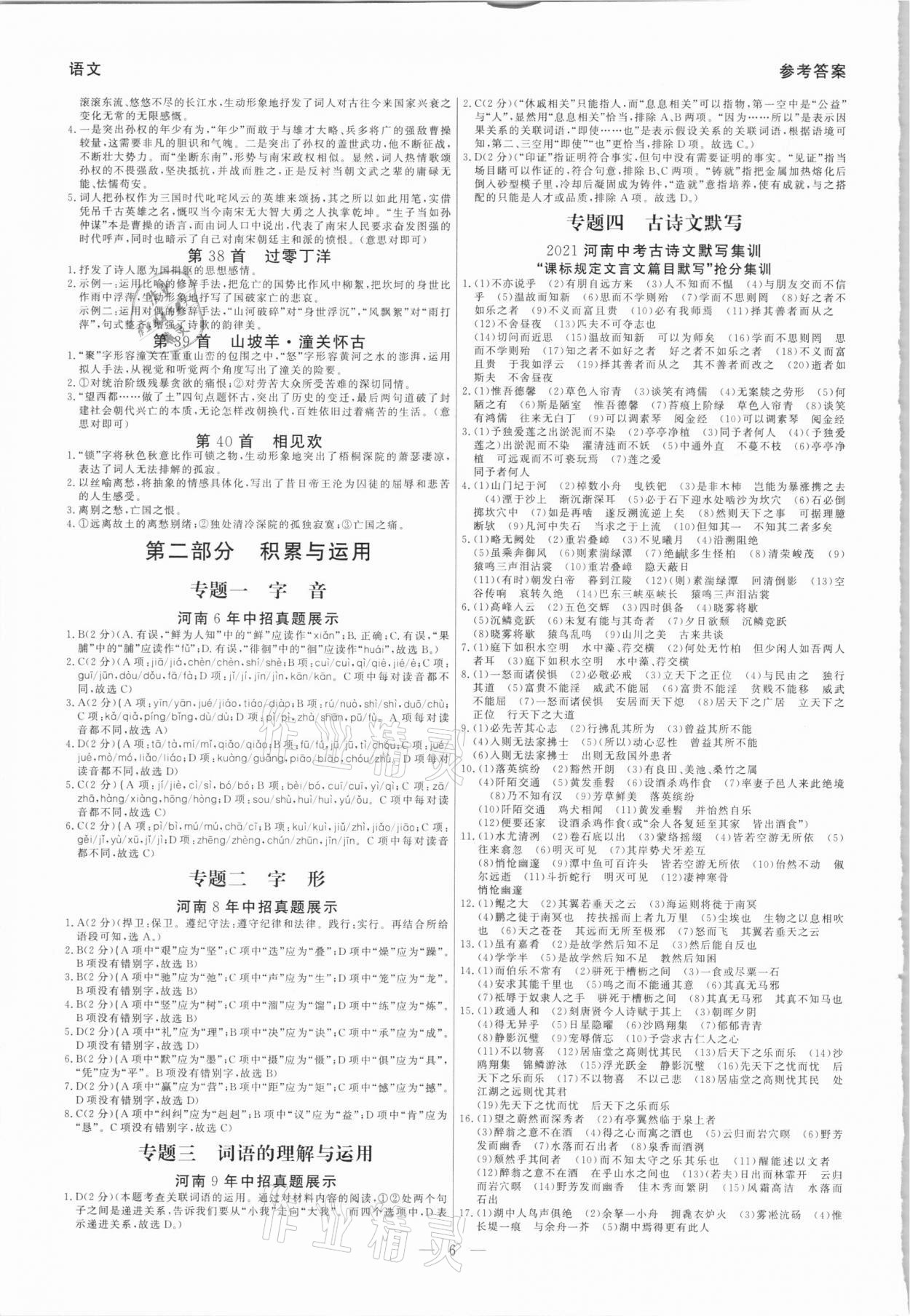 2021年碩源教育中考總復(fù)習(xí)名師解密語文河南專版 參考答案第5頁