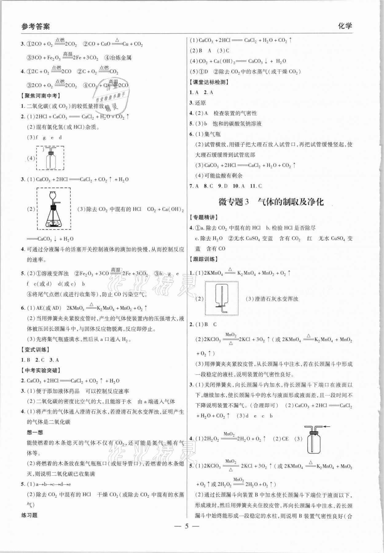 2021年碩源教育中考總復(fù)習(xí)名師解密化學(xué)河南專版 參考答案第5頁