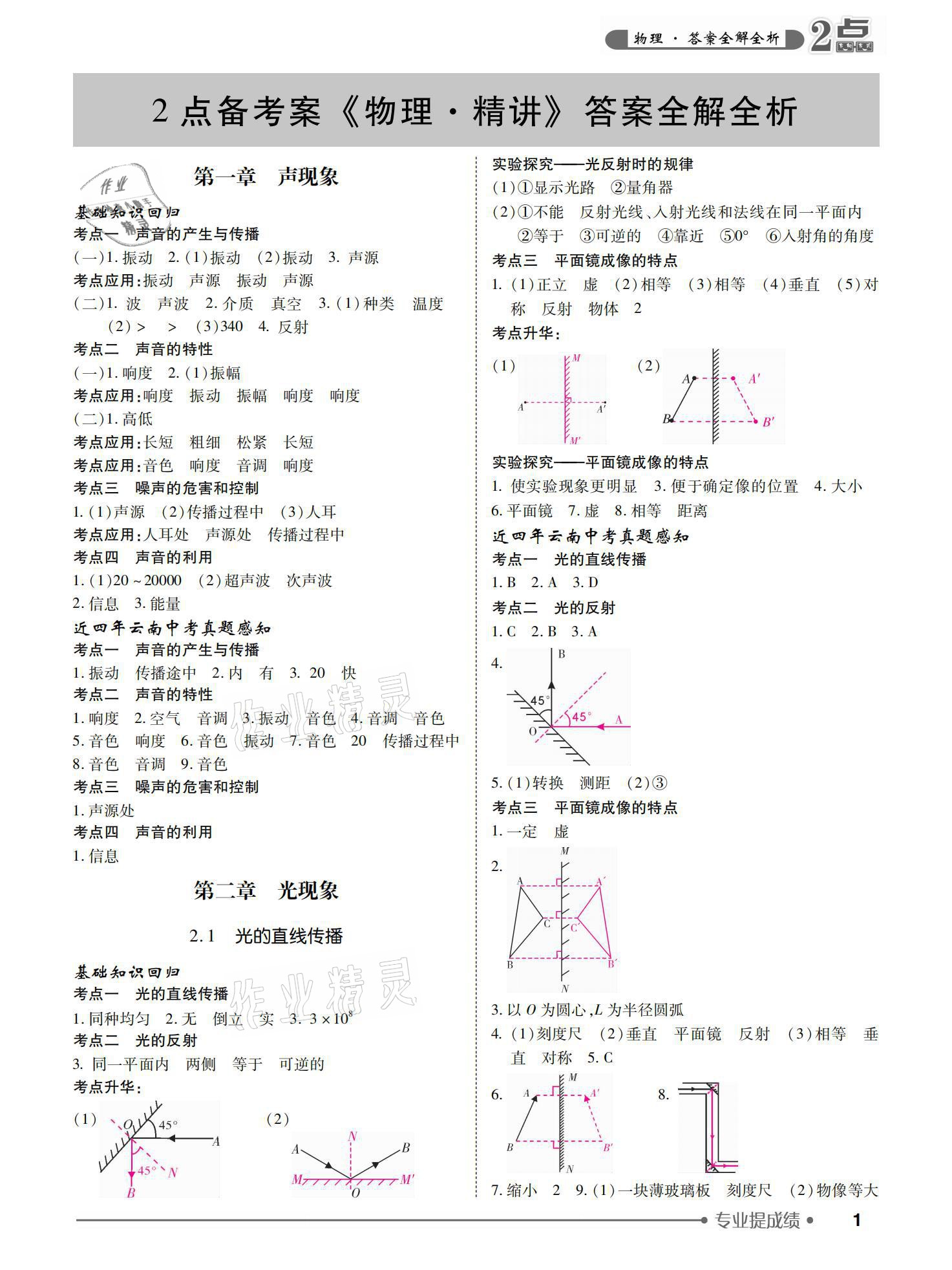 2021年2點(diǎn)備考案物理 參考答案第1頁(yè)