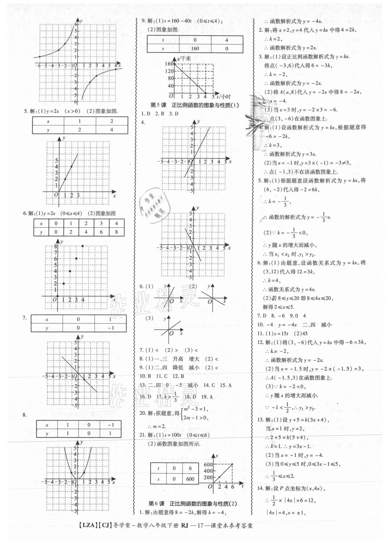 2021年零障礙導(dǎo)教導(dǎo)學(xué)案八年級數(shù)學(xué)下冊人教版 參考答案第17頁