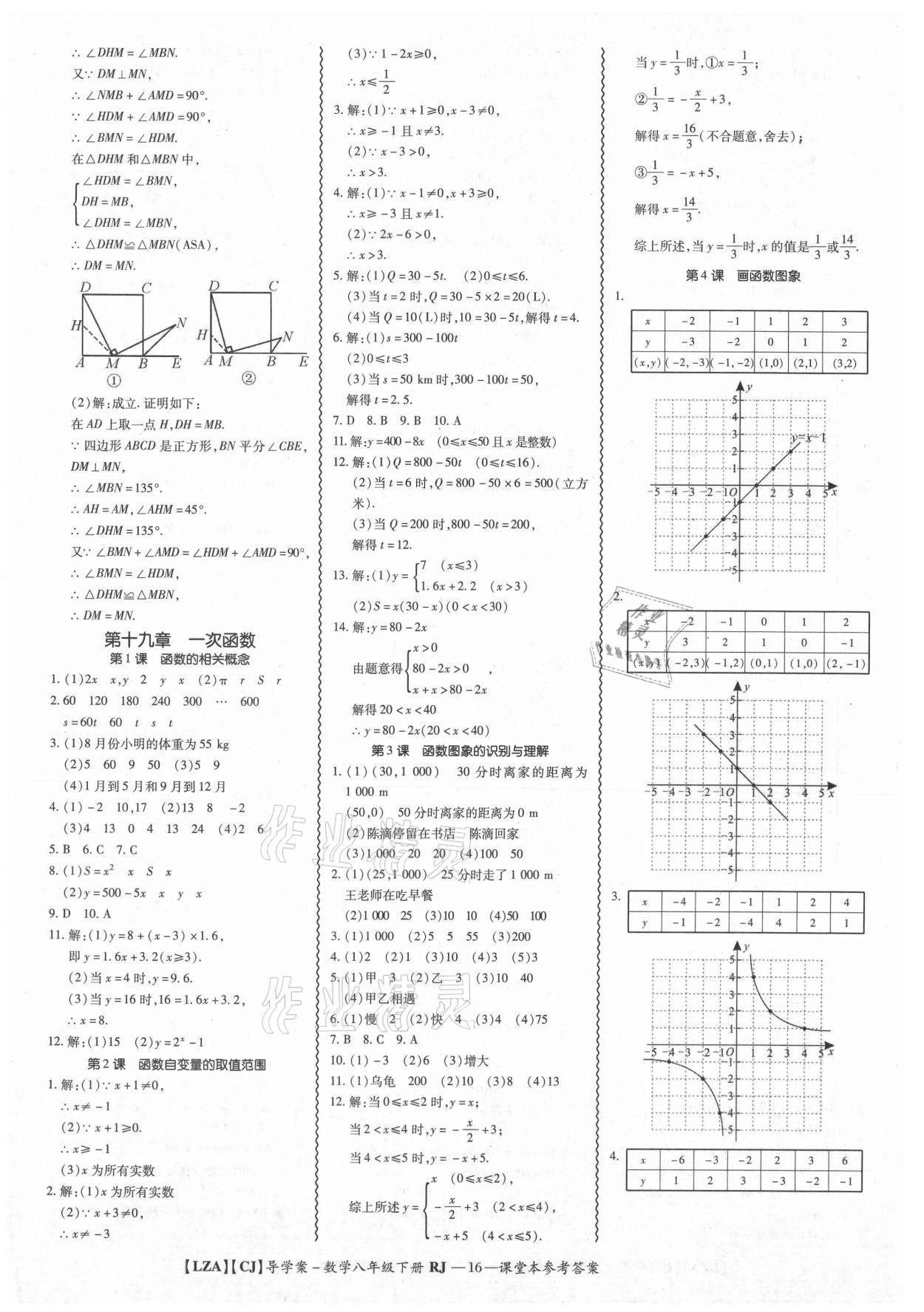 2021年零障礙導(dǎo)教導(dǎo)學(xué)案八年級(jí)數(shù)學(xué)下冊(cè)人教版 參考答案第16頁