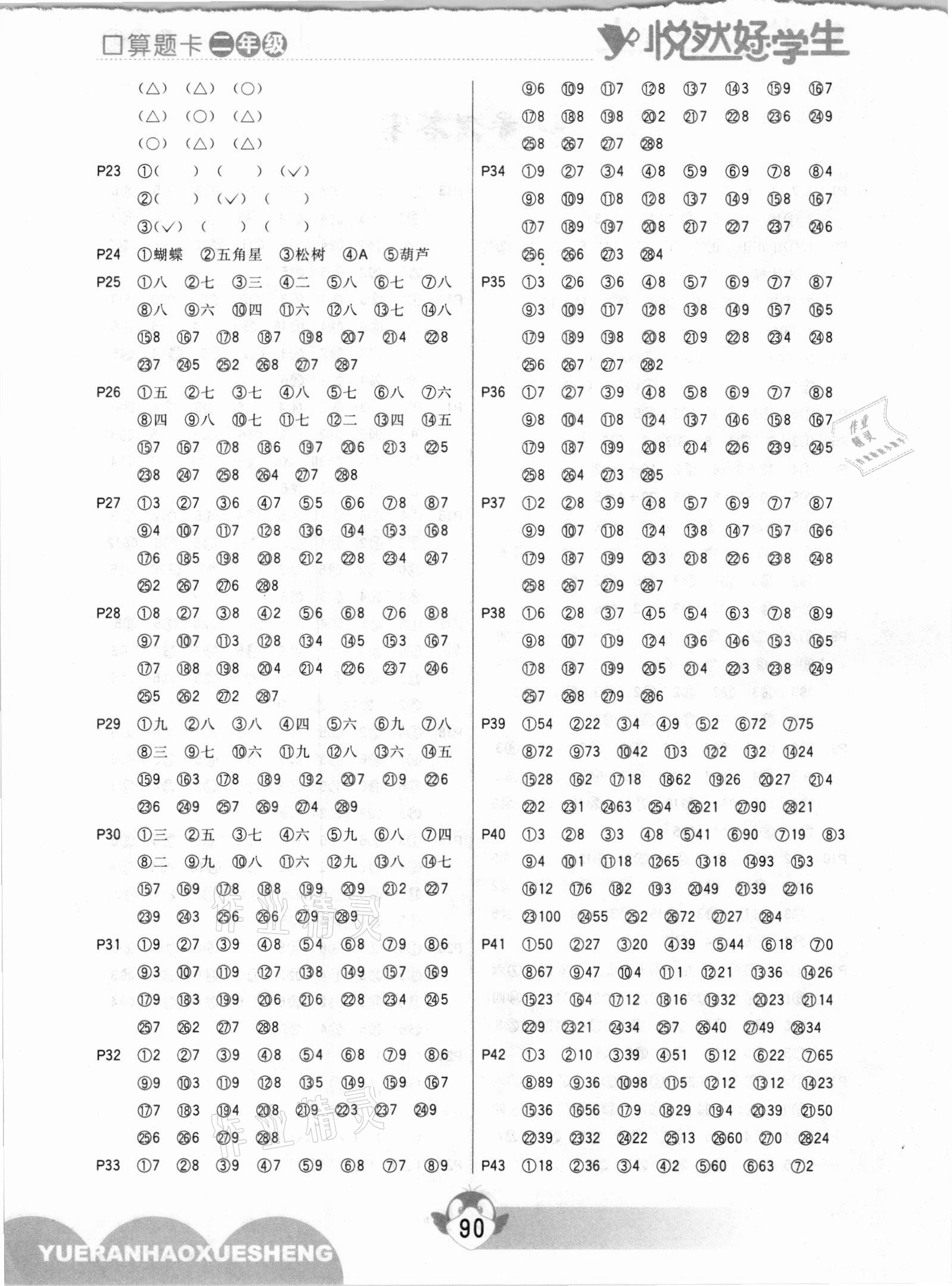 2021年悅?cè)缓脤W(xué)生口算題卡二年級(jí)數(shù)學(xué)下冊(cè)人教版 參考答案第2頁(yè)